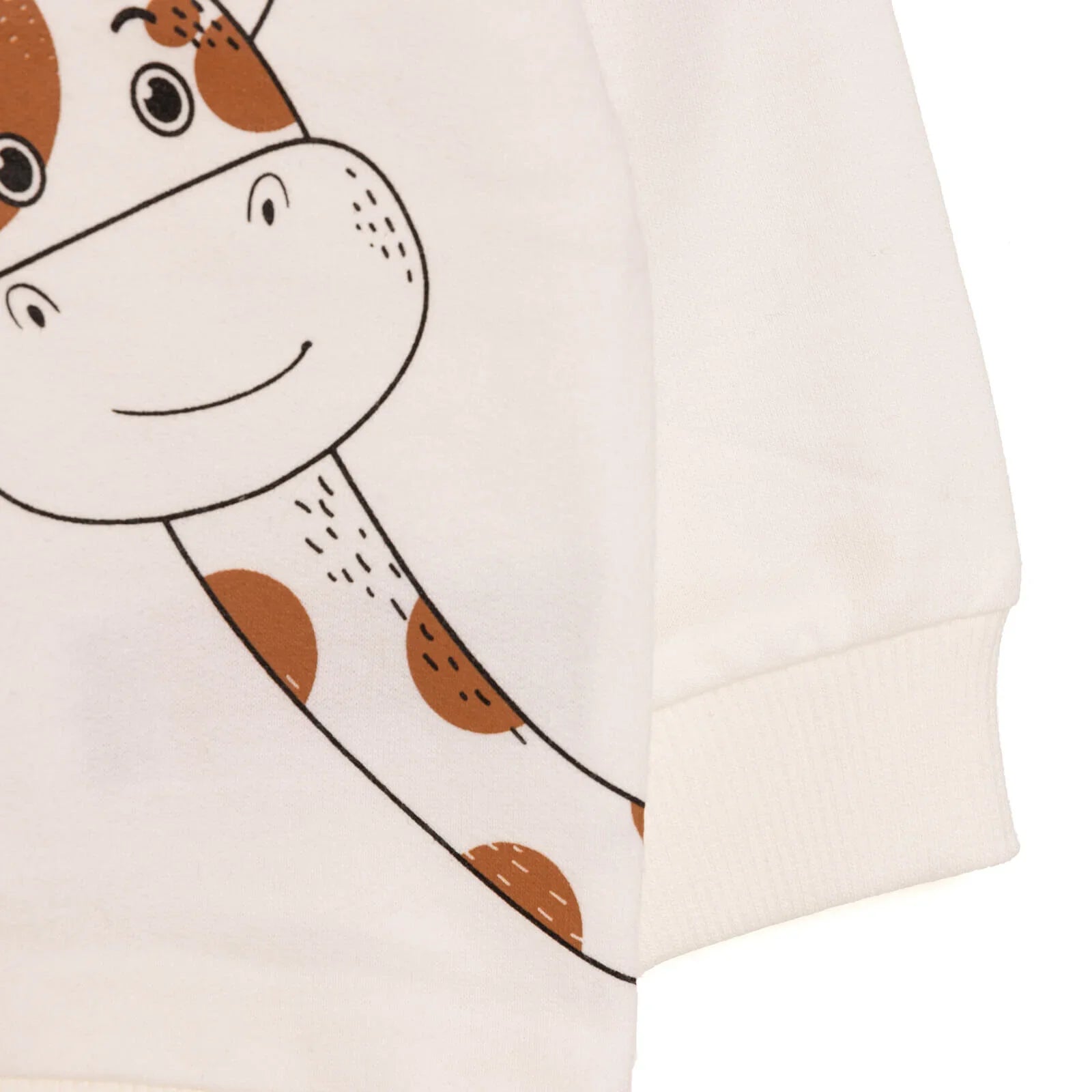 HelloBaby Baby Boy Basic Giraffe Printed Sweatshirt - Ecru ebebek