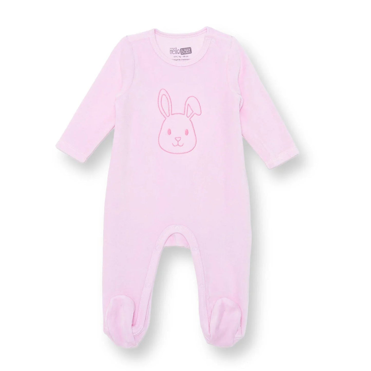 HelloBaby Newborn Velvet Footed Jumpsuit - Pink ebebek