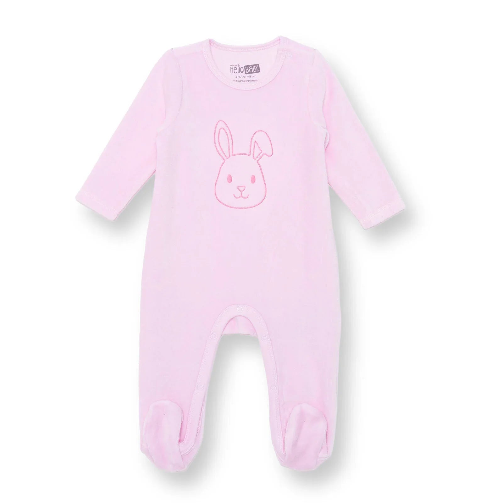 HelloBaby Newborn Velvet Footed Jumpsuit - Pink ebebek