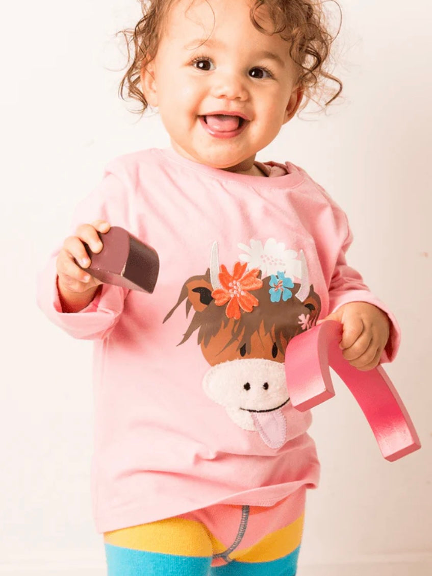 Bonnie Highland Cow Top Pebble Children’s Wear