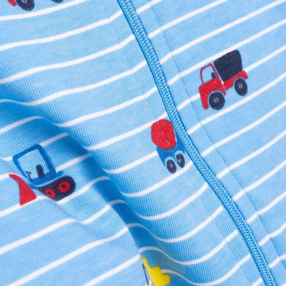 HelloBaby Boys Footed Romper Vehicles Zip-up Crew Neck Long Leg Long Sleeve - Blue ebebek