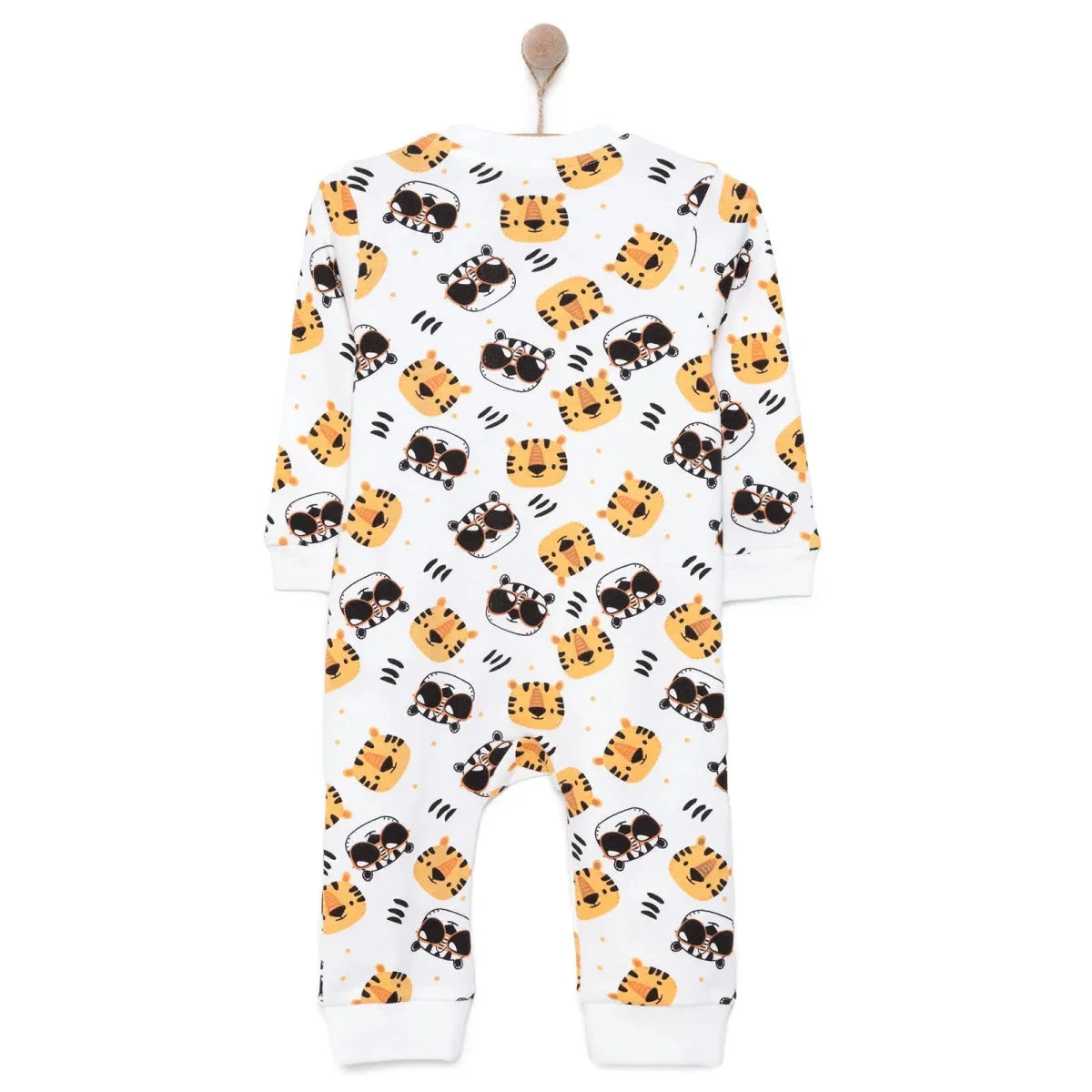 HelloBaby Boys Romper Zip-up Crew Neck Long Leg Long Sleeve - Ecru ebebek