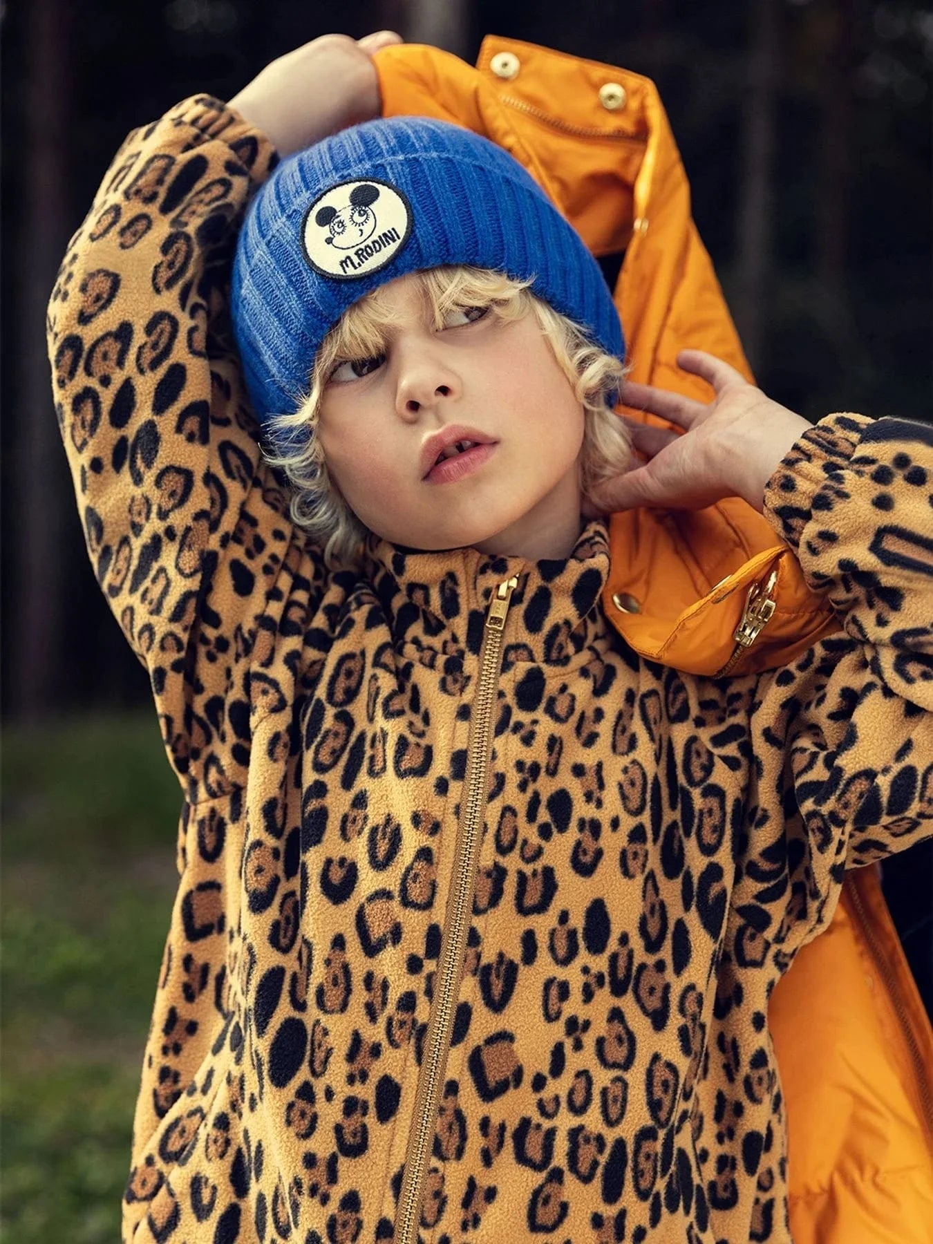 Mini Rodini Girls Leopard Zip Up Top in Brown Childsplay Clothing