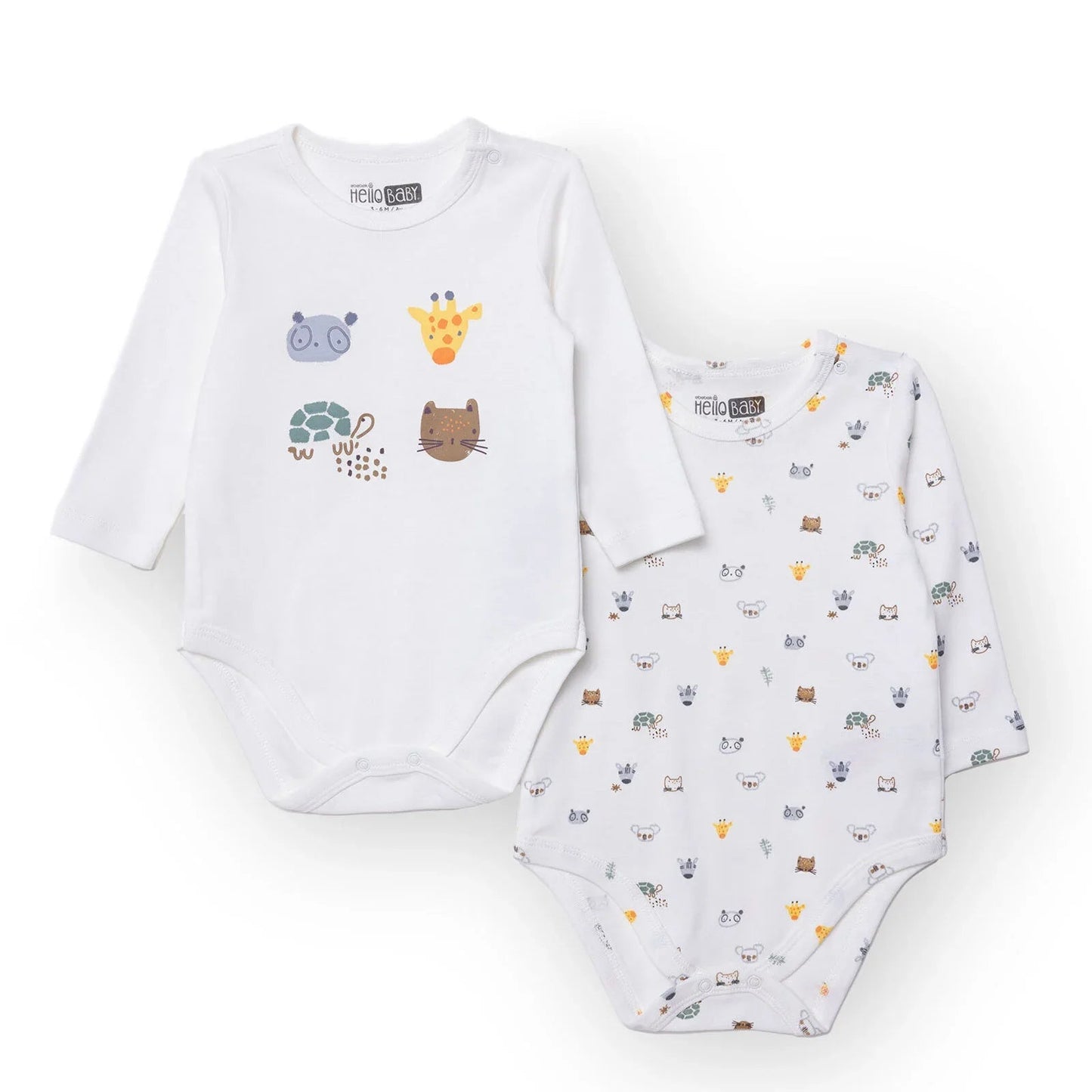 HelloBaby Long Sleeve Body 2 Pack - Ecru ebebek