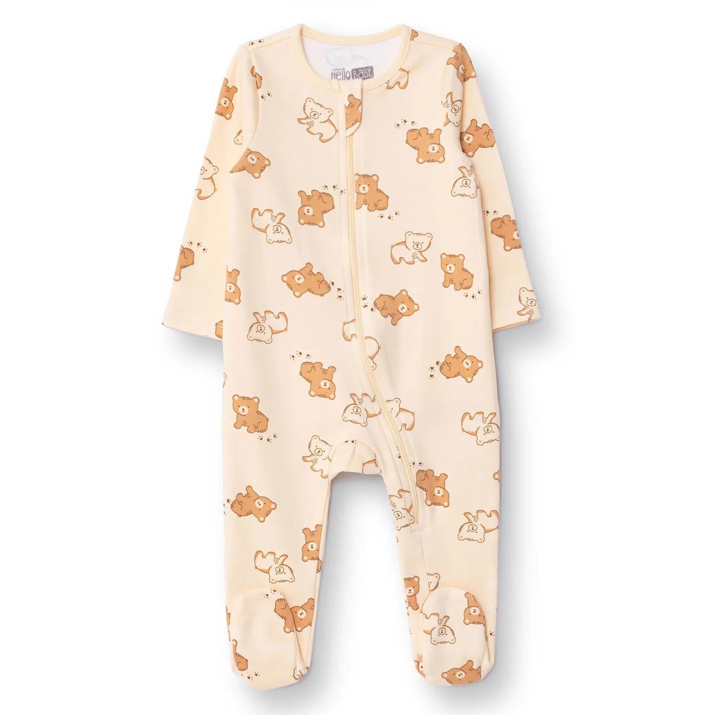 HelloBaby Newborn Footed Jumpsuit - Beige Printed ebebek