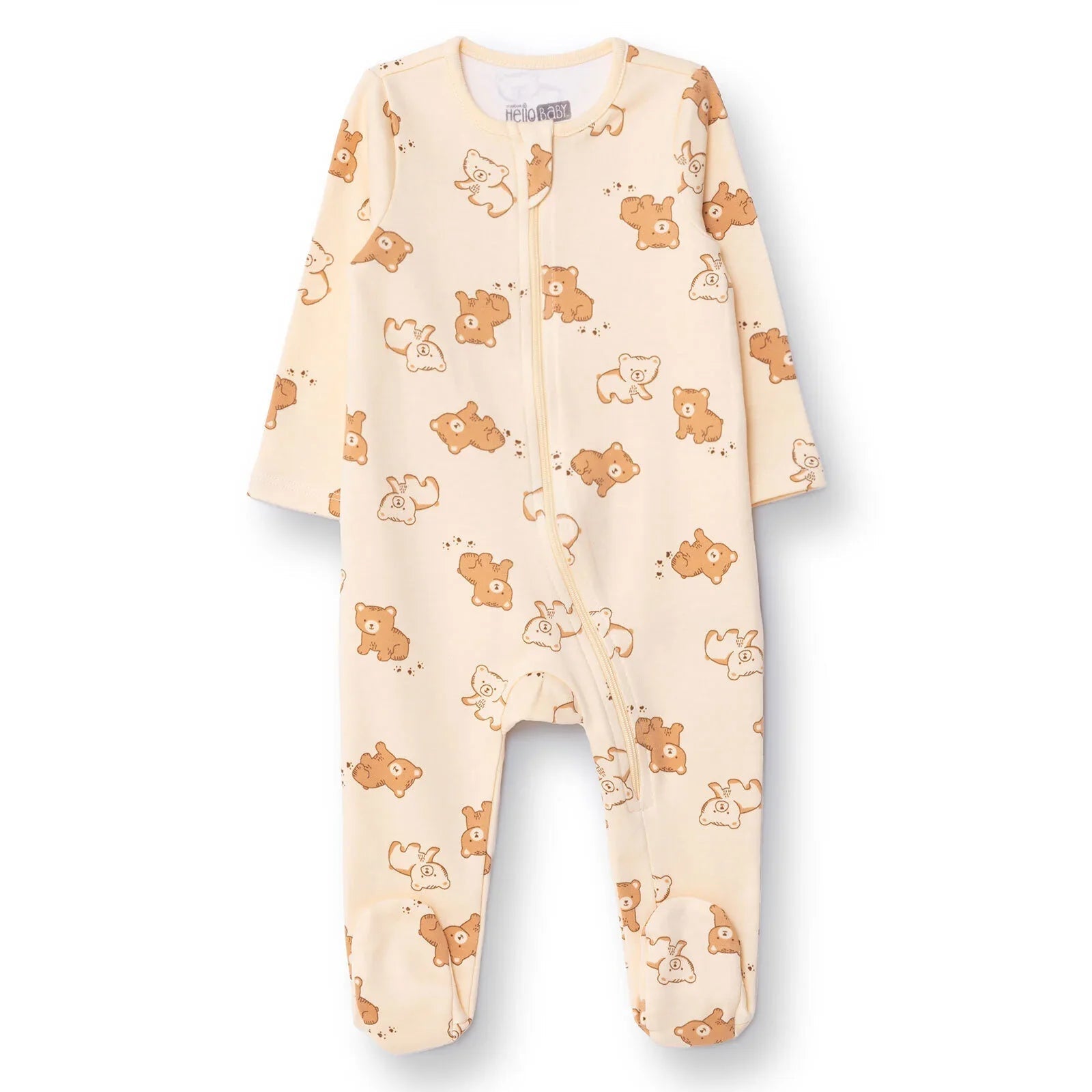 HelloBaby Newborn Footed Jumpsuit - Beige Printed ebebek