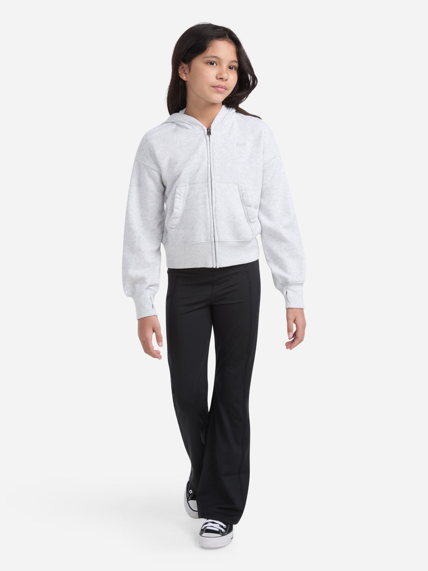 Abercrombie & Fitch Girls Essential Zip Up Top in Grey Childsplay Clothing
