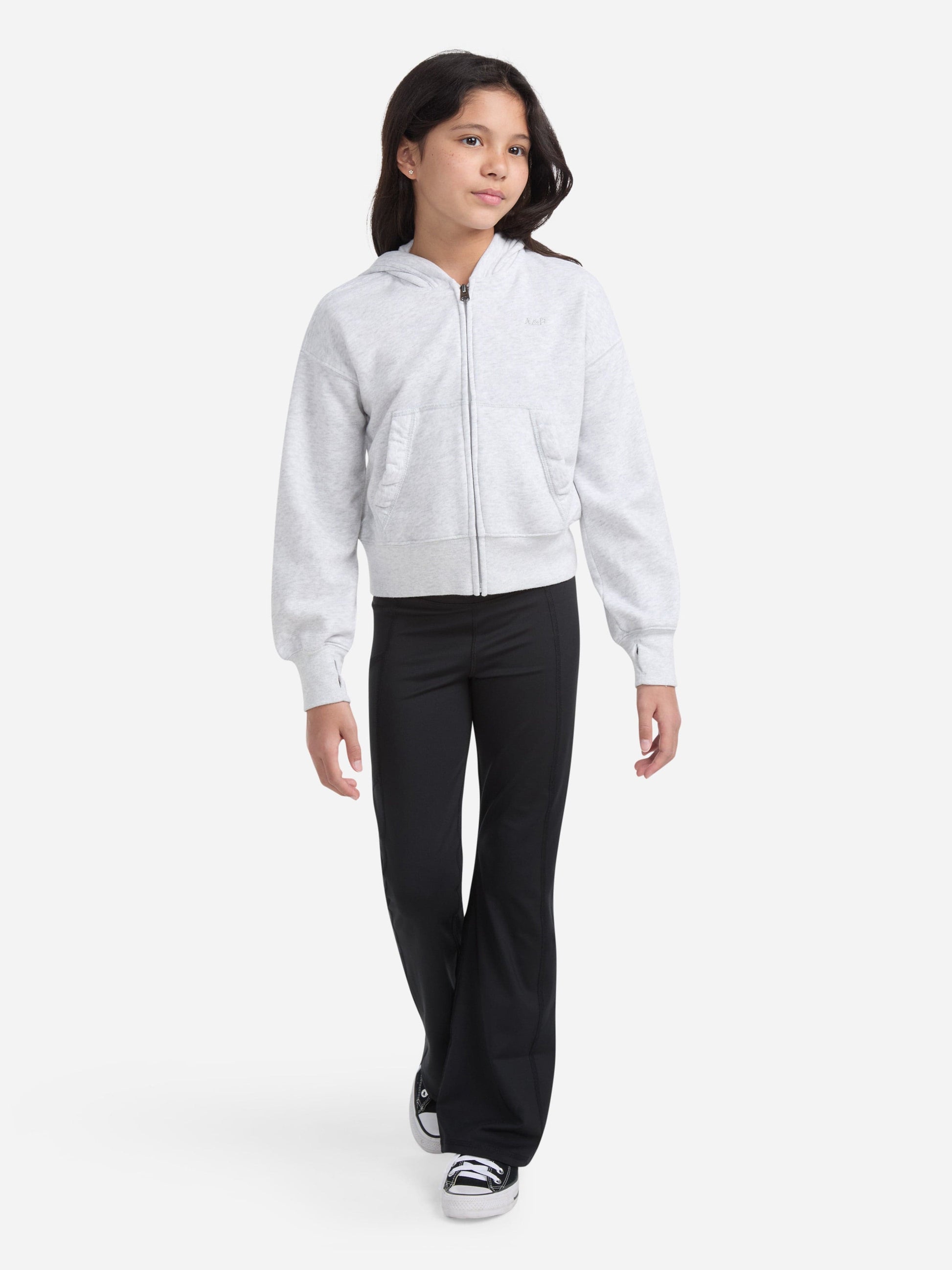 Abercrombie & Fitch Girls Essential Zip Up Top in Grey Childsplay Clothing