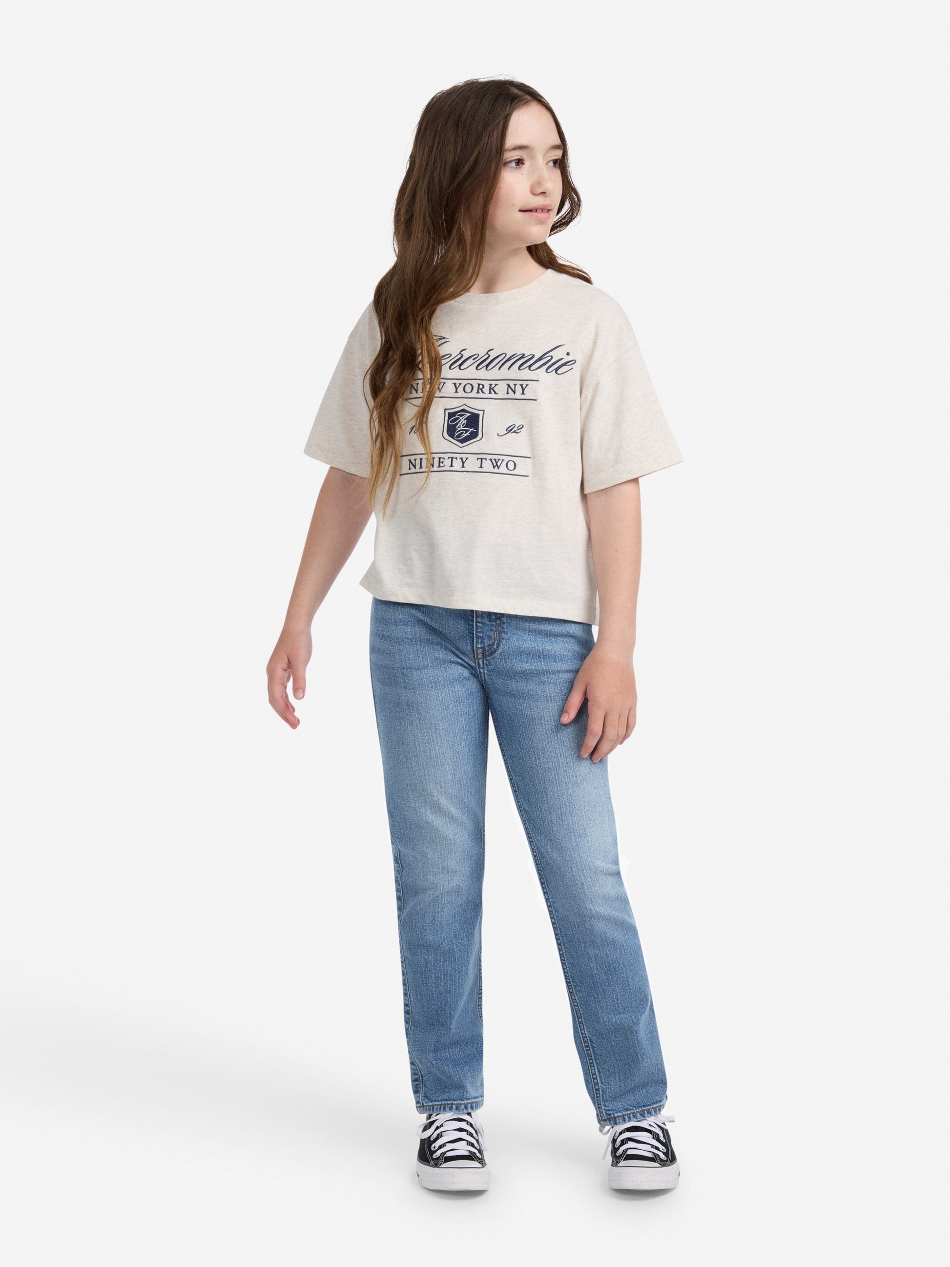 Abercrombie & Fitch Girls High Rise 90S Straight Jeans in Blue Childsplay Clothing