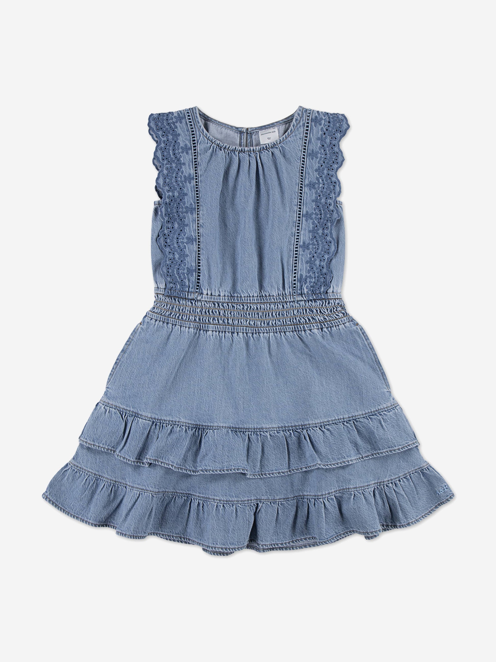 Abercrombie & Fitch Girls Smocked Waist Tiered Dress in Blue Childsplay Clothing