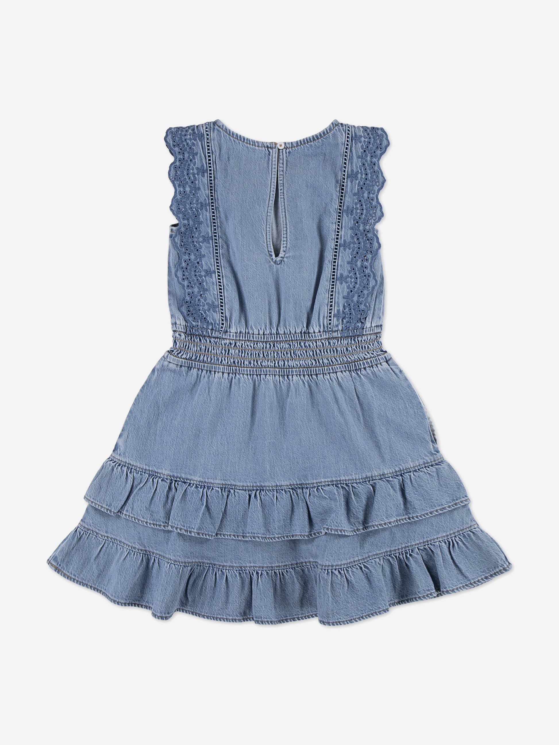 Abercrombie & Fitch Girls Smocked Waist Tiered Dress in Blue Childsplay Clothing