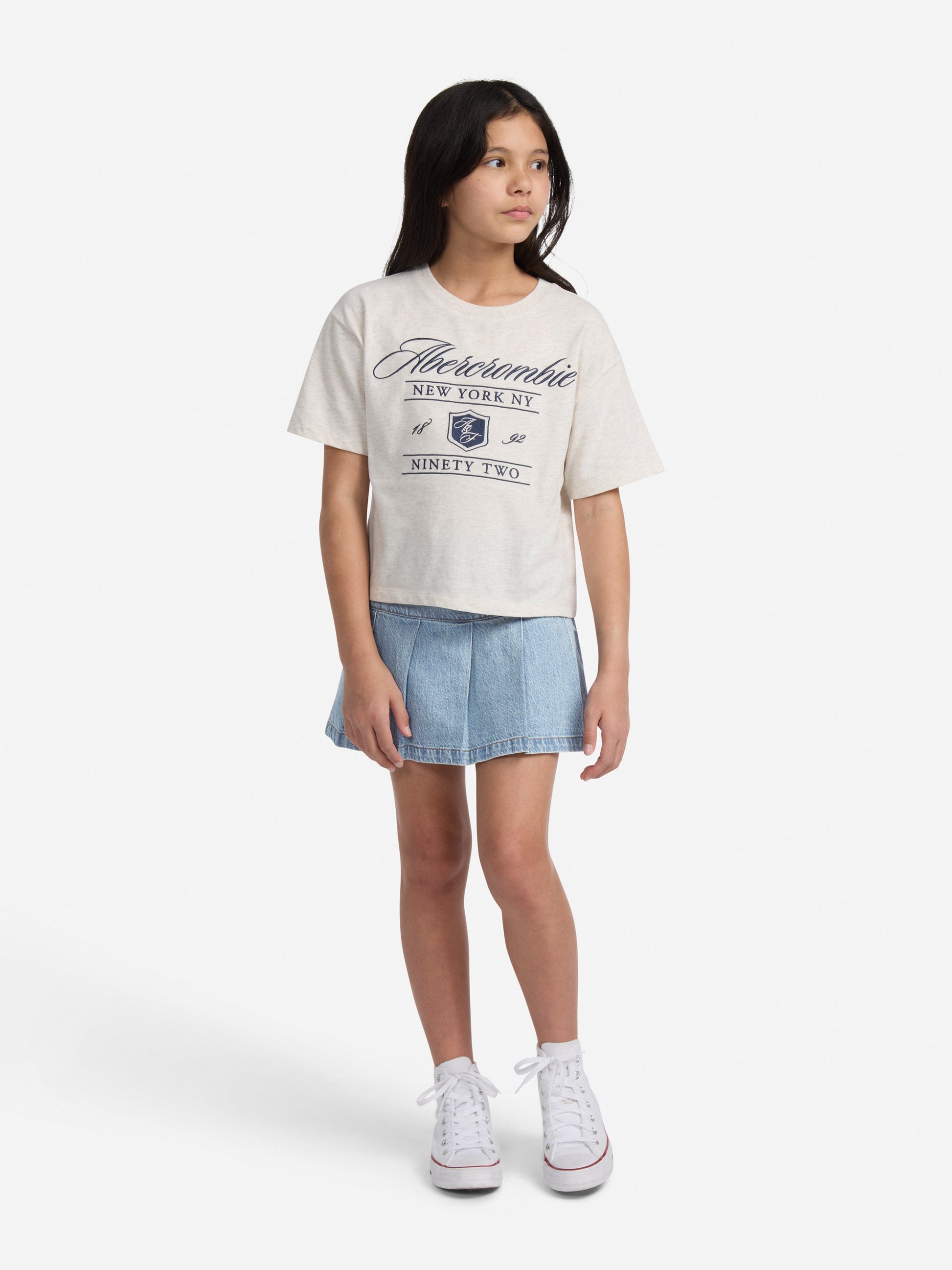 Abercrombie & Fitch Girls Pull Tab Pleated Skort in Blue Childsplay Clothing