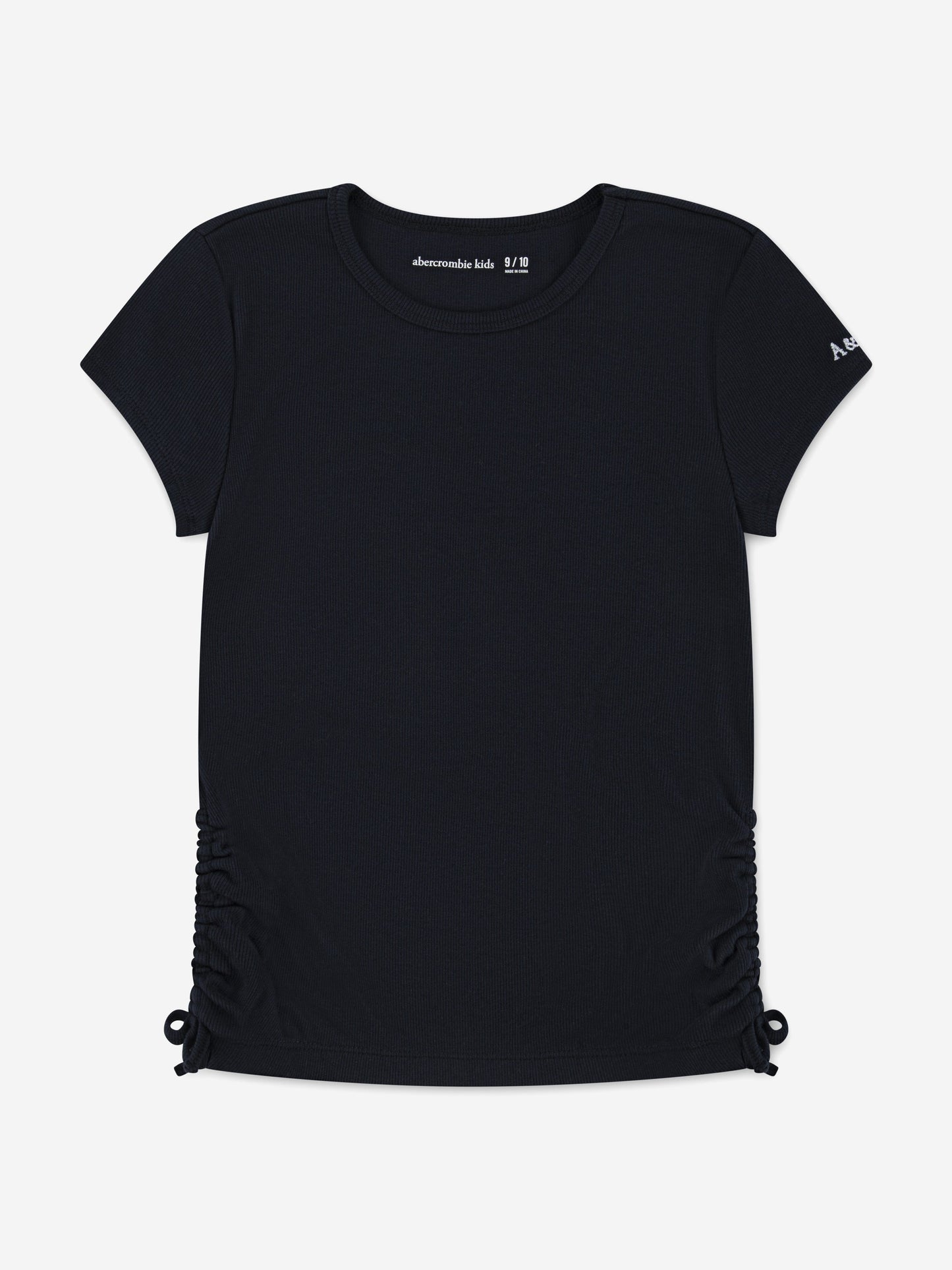 Abercrombie & Fitch Girls Ruched Side Bow T-Shirt in Black Childsplay Clothing