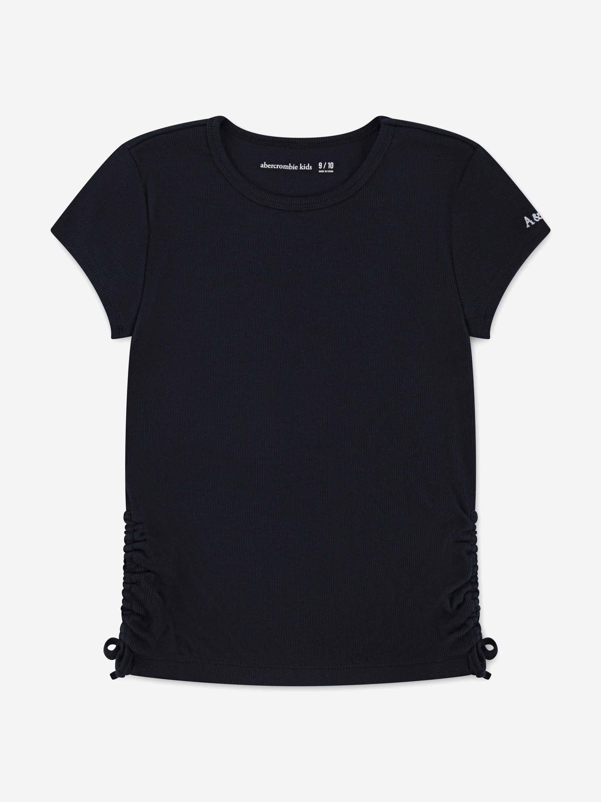 Abercrombie & Fitch Girls Ruched Side Bow T-Shirt in Black Childsplay Clothing