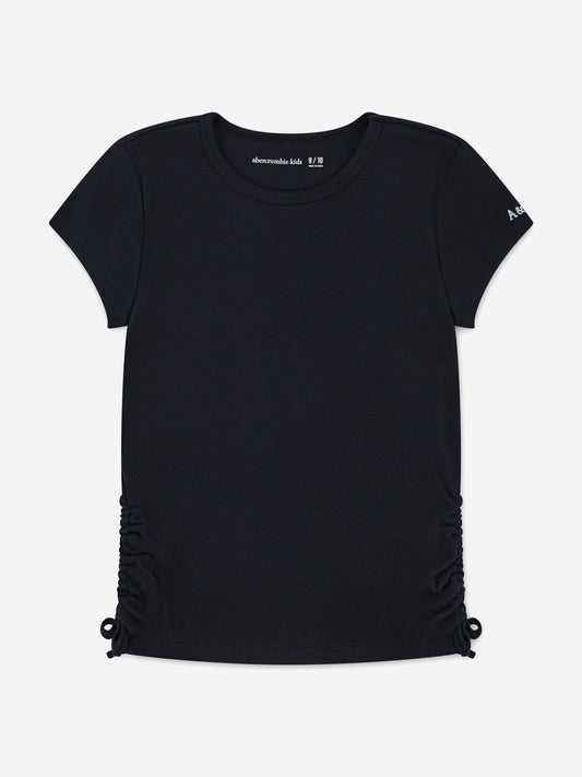 Abercrombie & Fitch Girls Ruched Side Bow T-Shirt in Black Childsplay Clothing