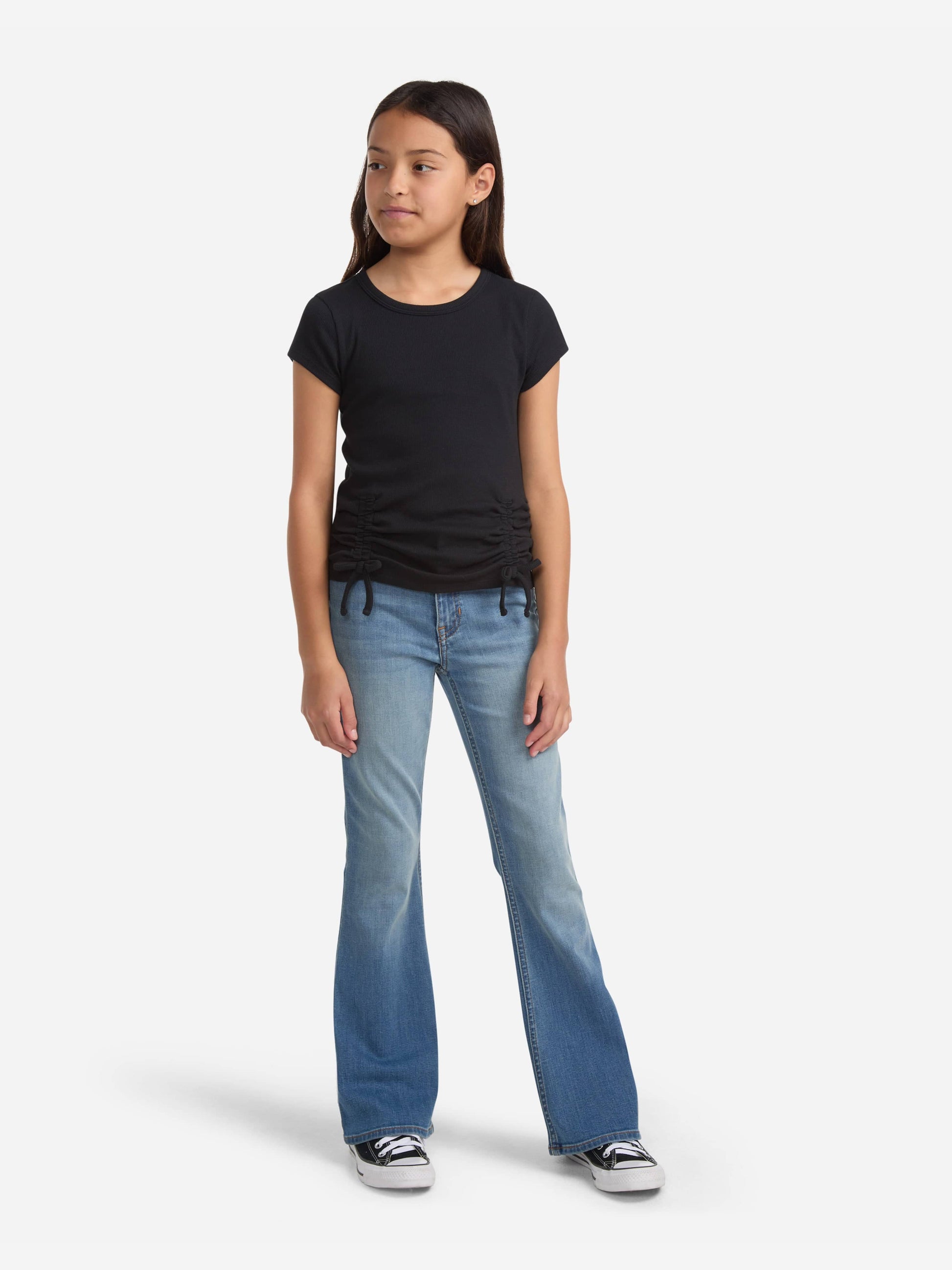 Abercrombie & Fitch Girls Ruched Side Bow T-Shirt in Black Childsplay Clothing