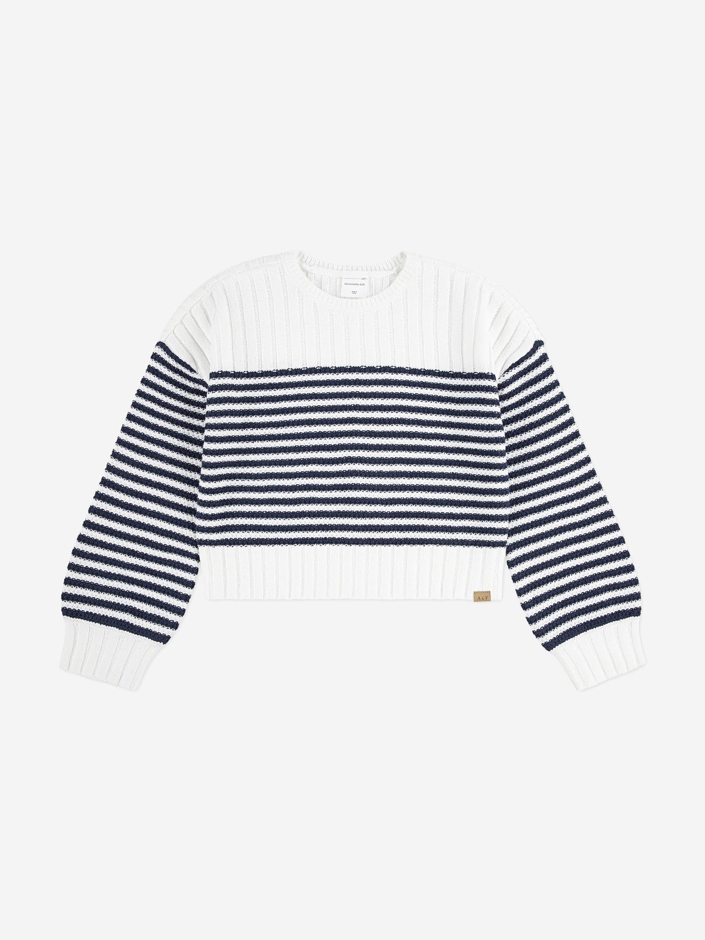 Abercrombie & Fitch Girls Striped Slash Neck Jumper in White Childsplay Clothing