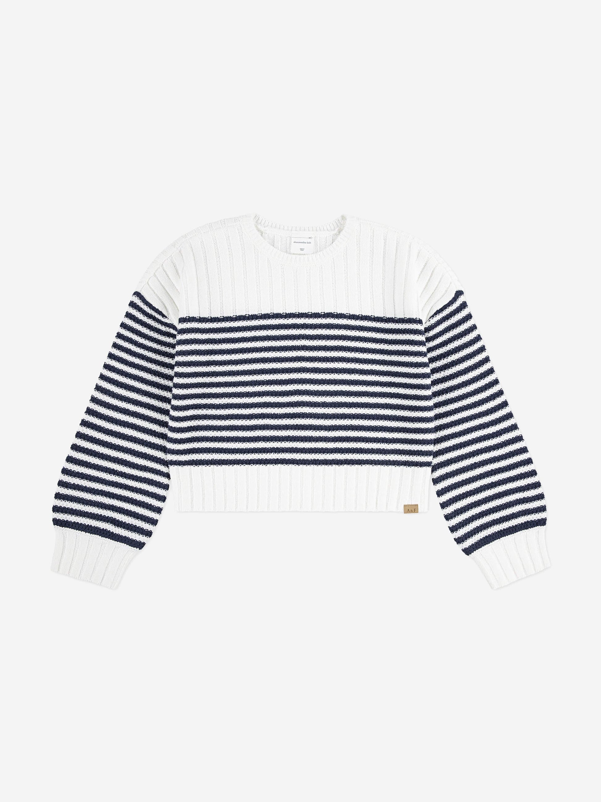 Abercrombie & Fitch Girls Striped Slash Neck Jumper in White Childsplay Clothing