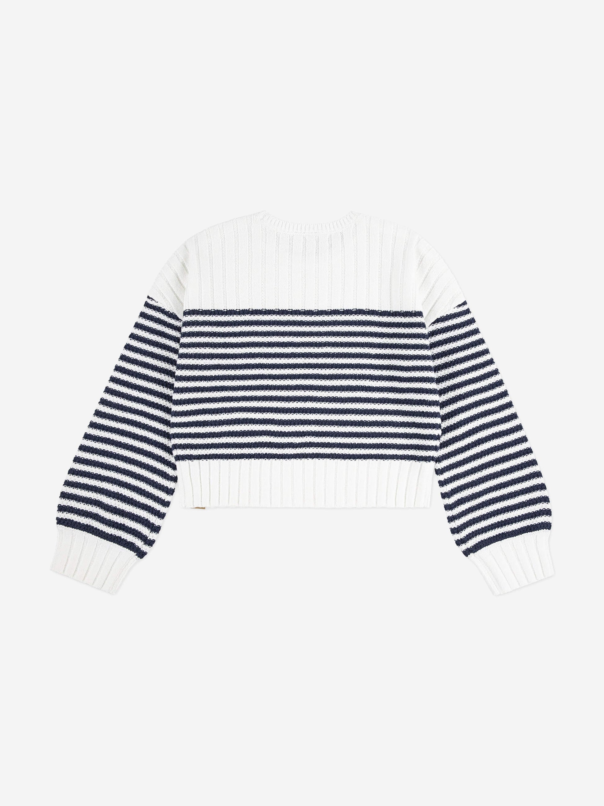 Abercrombie & Fitch Girls Striped Slash Neck Jumper in White Childsplay Clothing