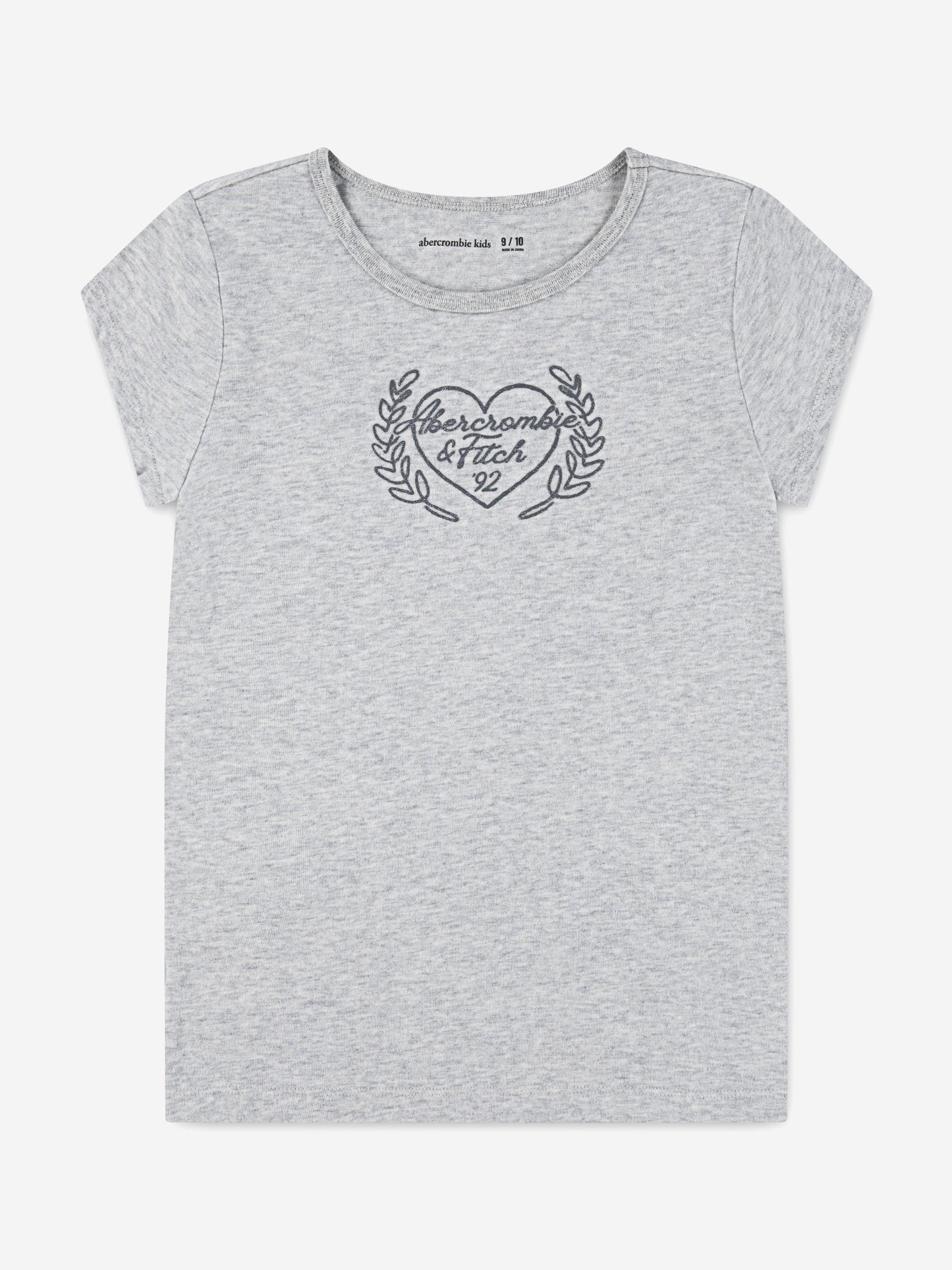 Abercrombie & Fitch Girls Laurel Heart T-Shirt in Grey Childsplay Clothing