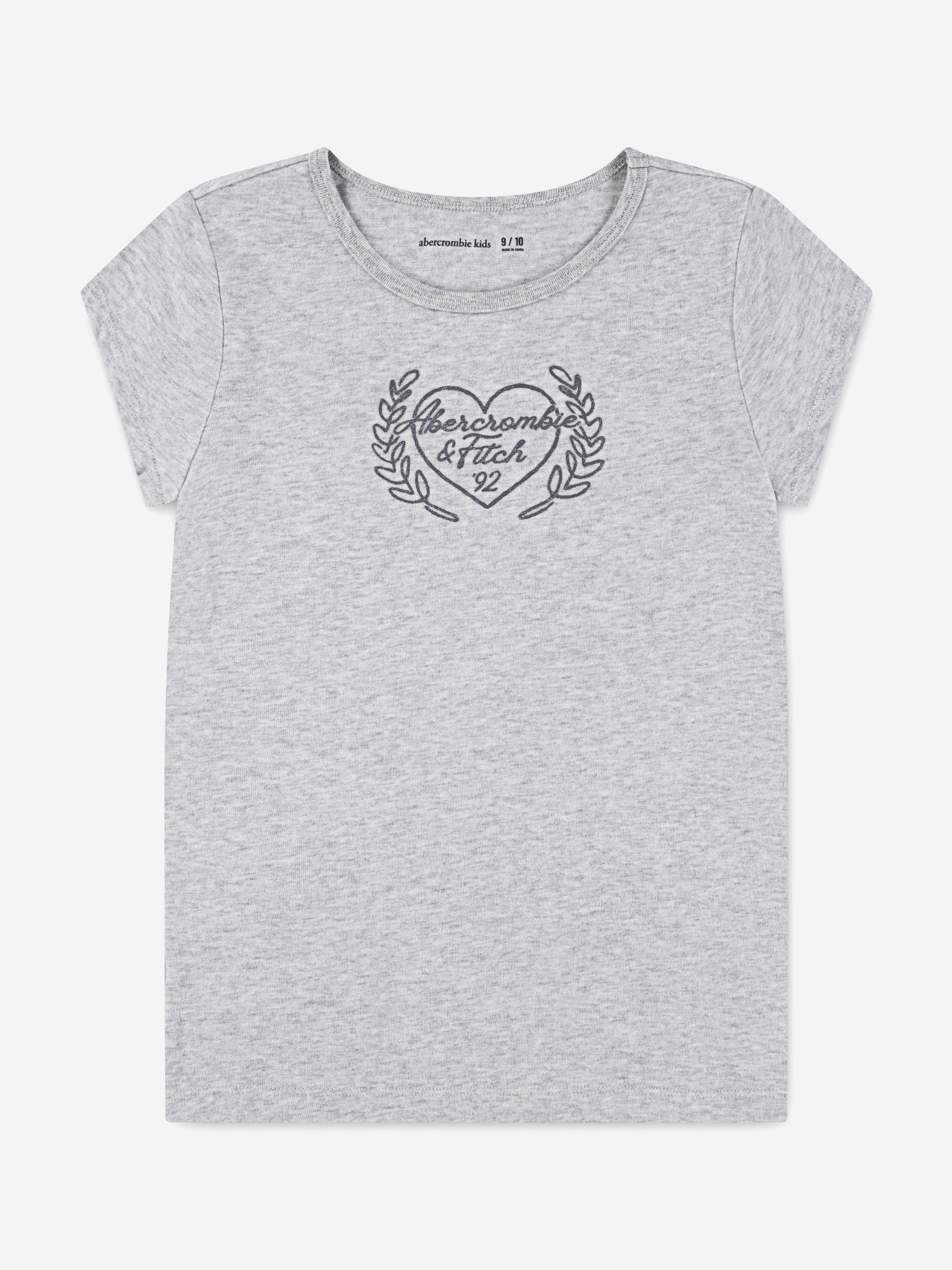Abercrombie & Fitch Girls Laurel Heart T-Shirt in Grey Childsplay Clothing