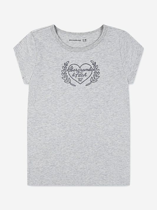 Abercrombie & Fitch Girls Laurel Heart T-Shirt in Grey Childsplay Clothing
