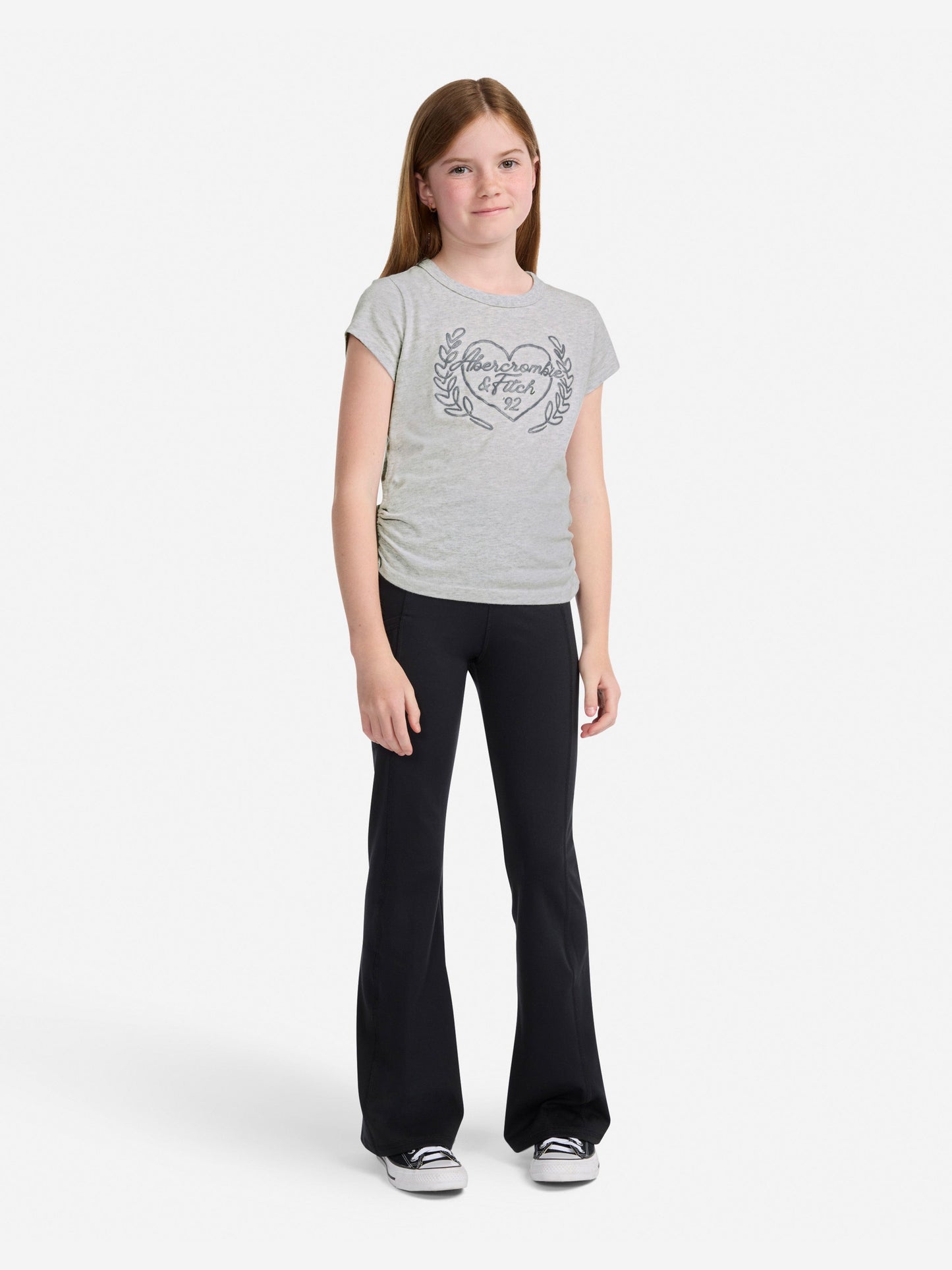 Abercrombie & Fitch Girls Laurel Heart T-Shirt in Grey Childsplay Clothing