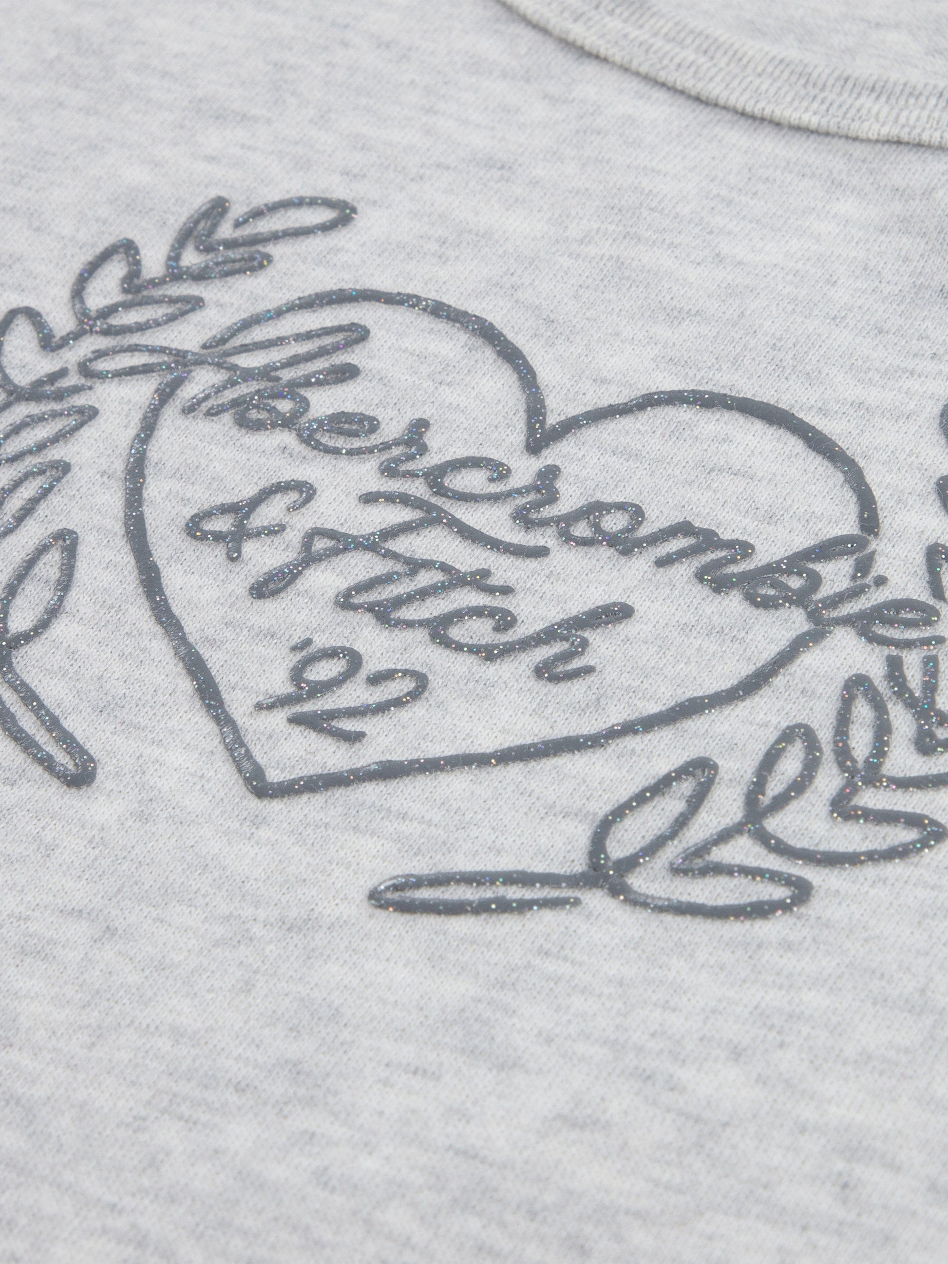 Abercrombie & Fitch Girls Laurel Heart T-Shirt in Grey Childsplay Clothing