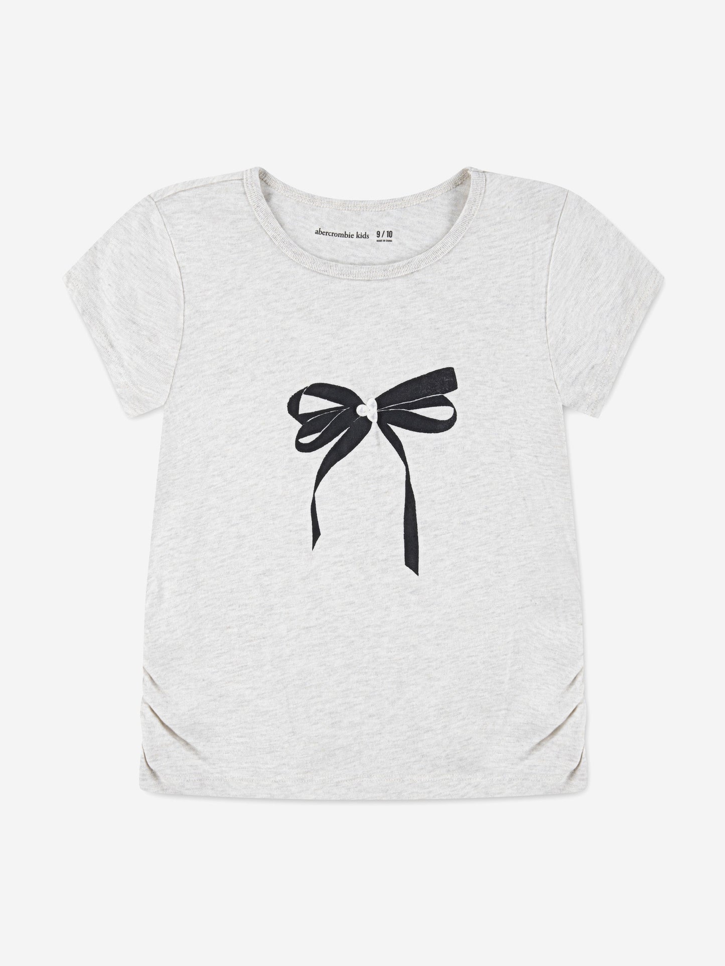 Abercrombie & Fitch Girls Pearl Bow Ruched T-Shirt in Grey Childsplay Clothing