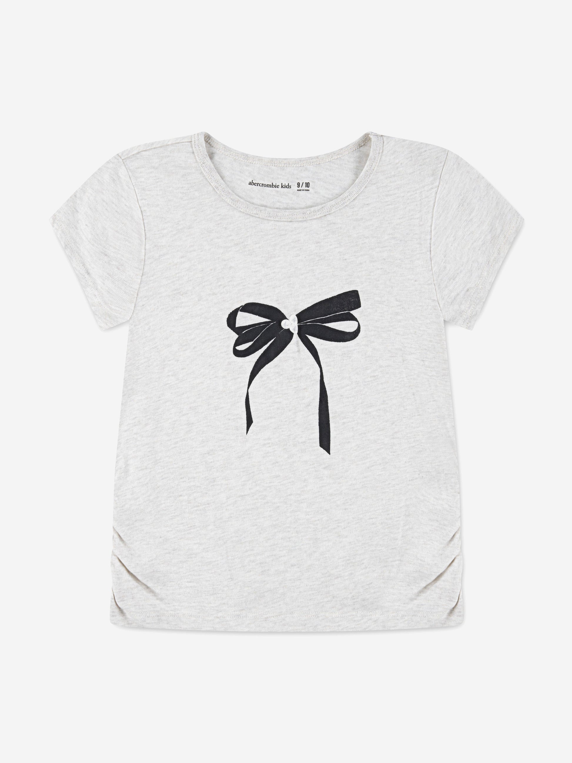 Abercrombie & Fitch Girls Pearl Bow Ruched T-Shirt in Grey Childsplay Clothing