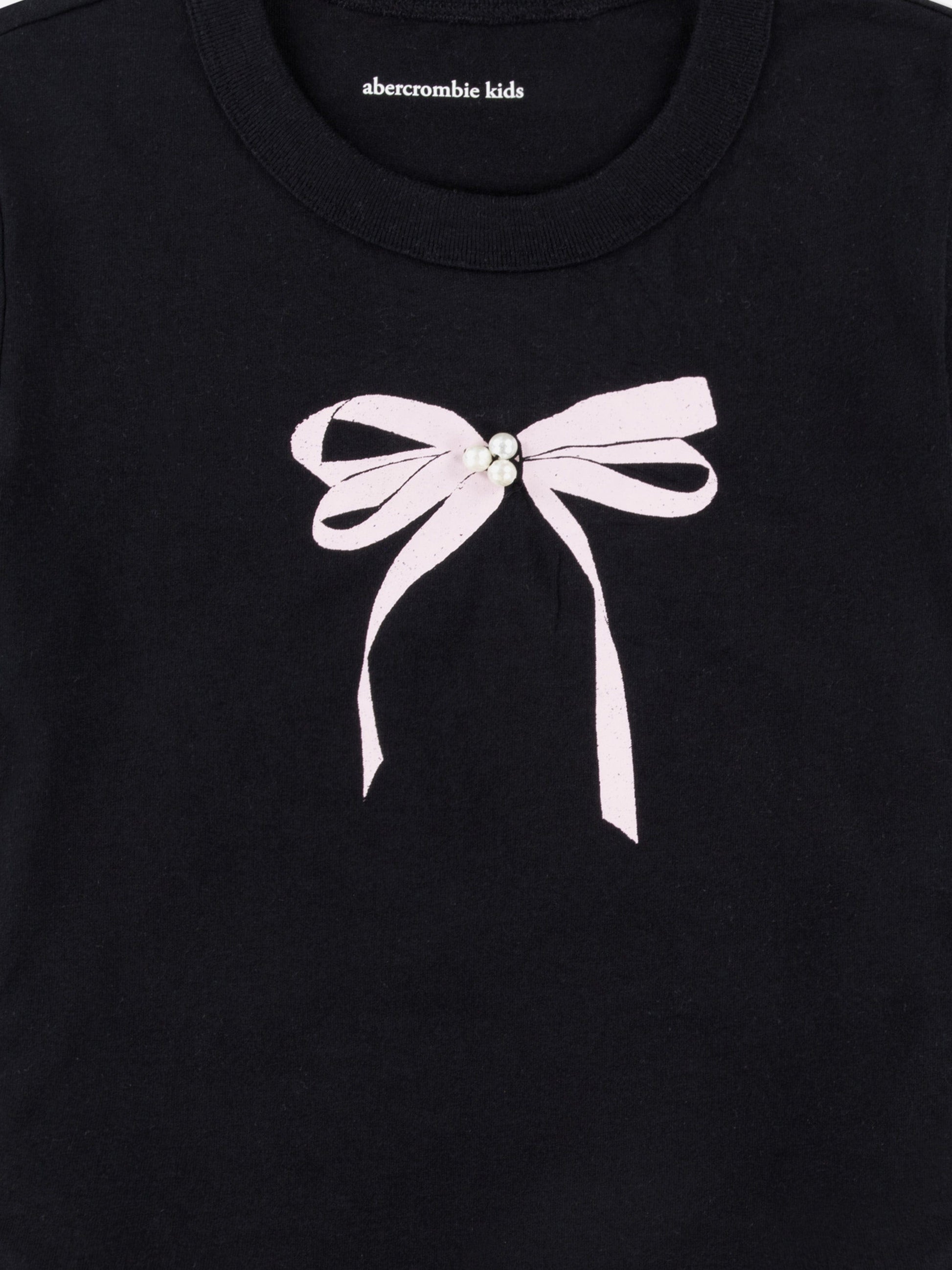 Abercrombie & Fitch Girls Pearl Bow Ruched T-Shirt in Black Childsplay Clothing