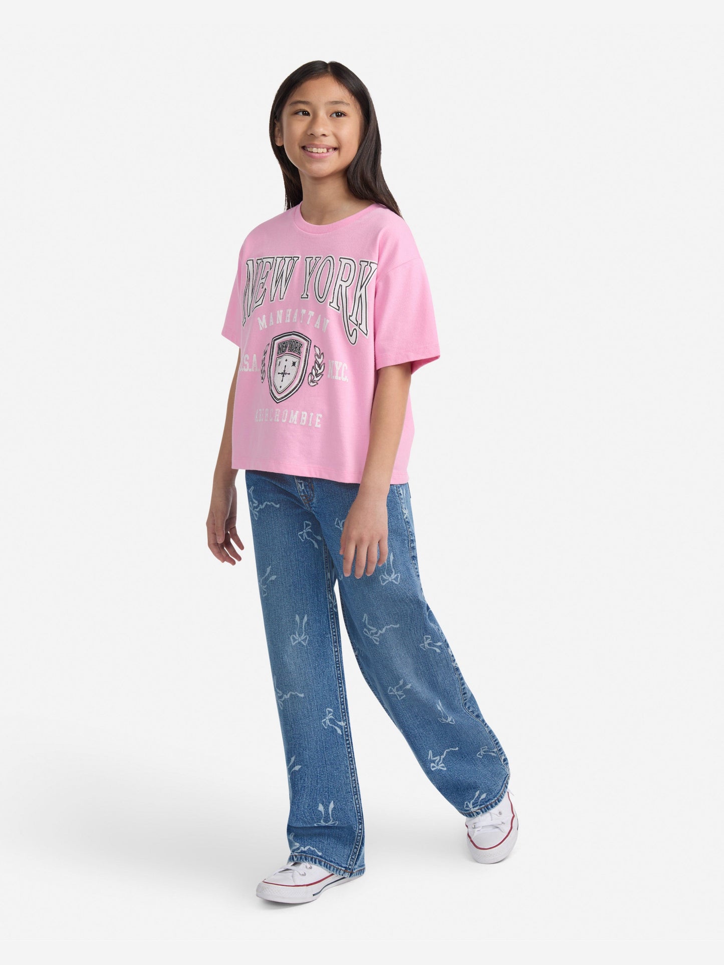 Abercrombie & Fitch Girls HR Discharge Wide Leg Jeans in Blue Childsplay Clothing