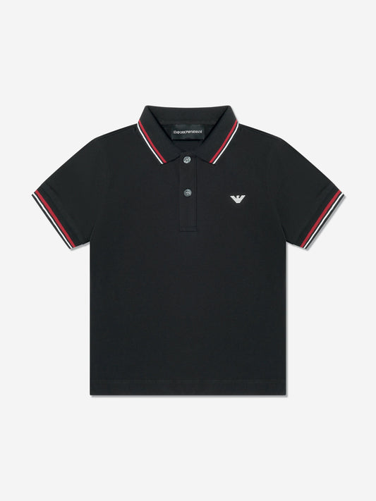 Emporio Armani Boys Logo Polo Shirt in Black Childsplay Clothing