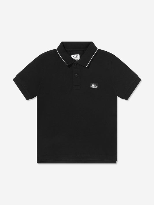 C.P. Company Boys Logo Polo Shirt in Black Childsplay Clothing