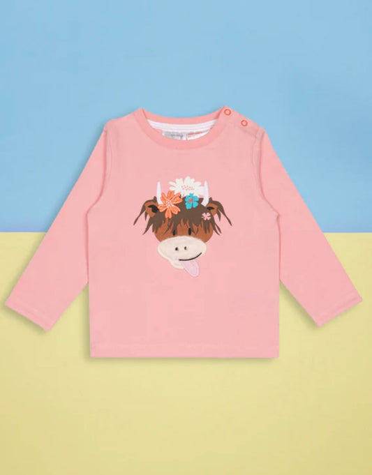 Bonnie Highland Cow Top Pebble Children’s Wear