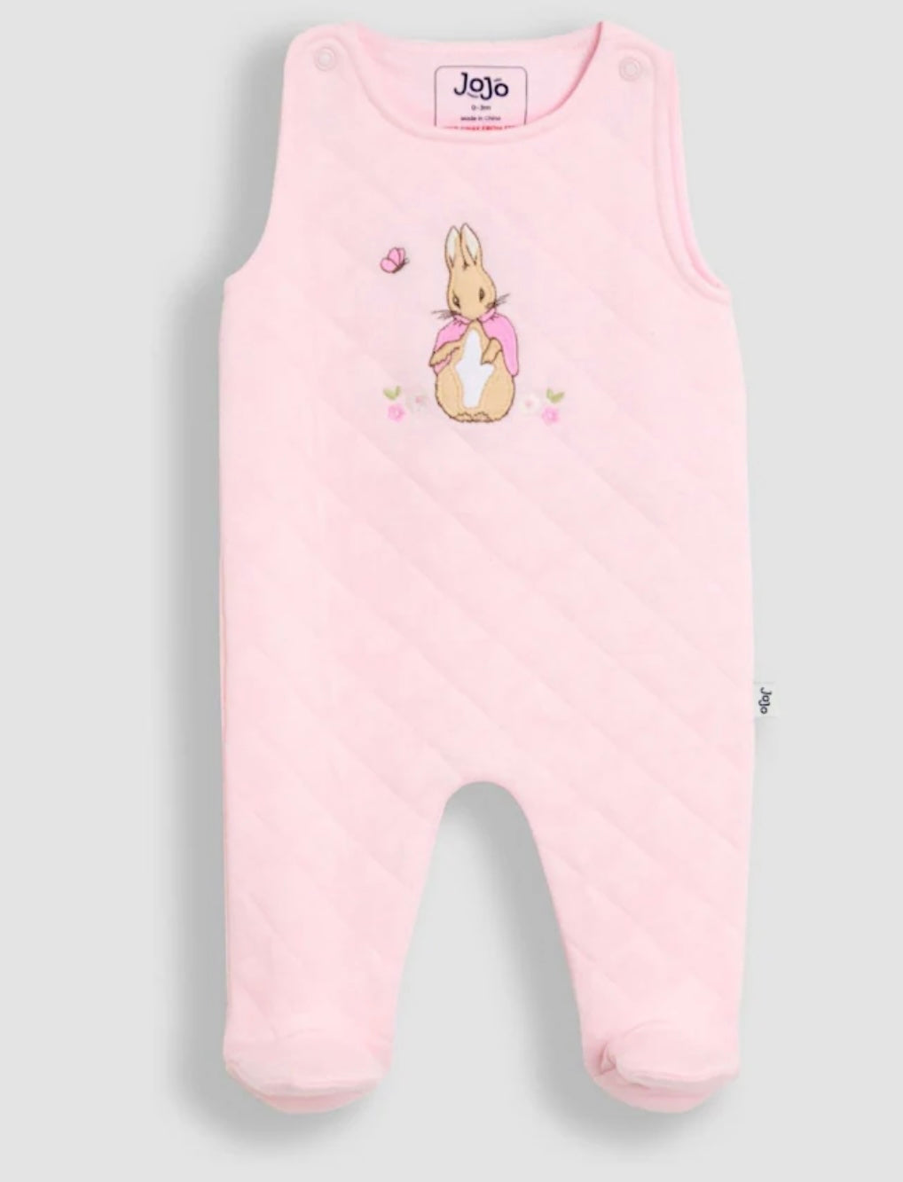 JoJo Maman Bébé Pale Pink Flopsy Quilted 2-Piece Dungaree Set Pebble Children’s Wear