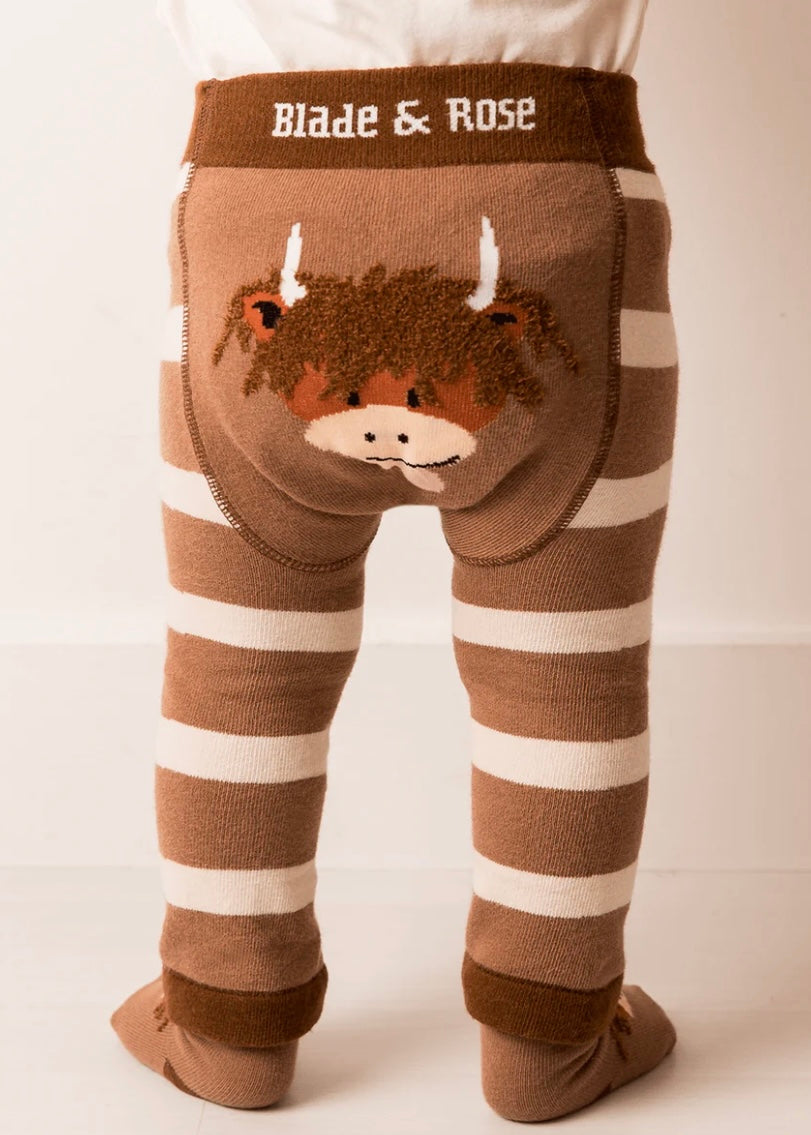 Neutral Hamish Highland Cow Leggings Pebble Children’s Wear