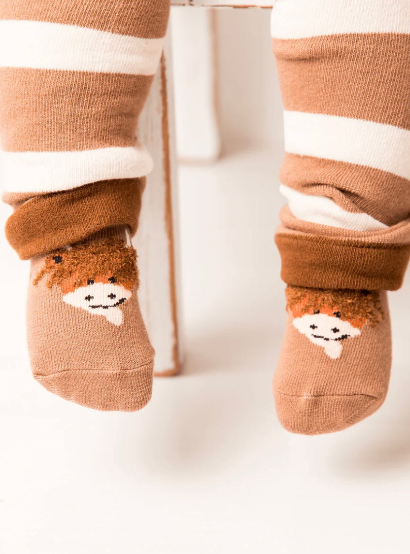 Neutral Highland Cow Socks Pebble Children’s Wear