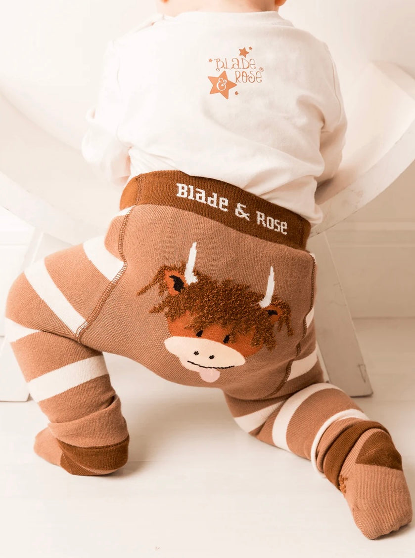 Neutral Hamish Highland Cow Leggings Pebble Children’s Wear