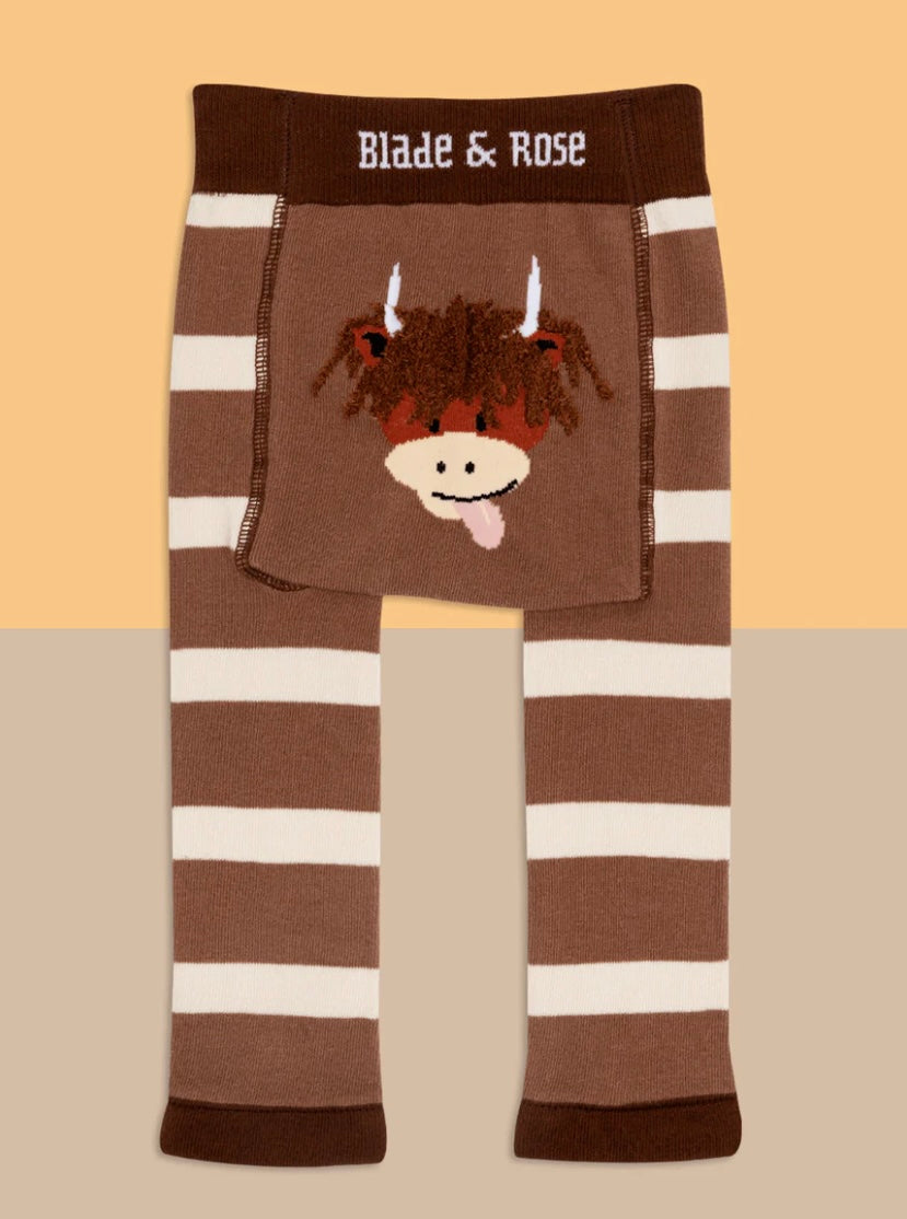 Neutral Hamish Highland Cow Leggings Pebble Children’s Wear