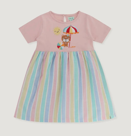 Multicoloured Lilly & Deckchair Stripe Print Dress Pebble Children’s Store