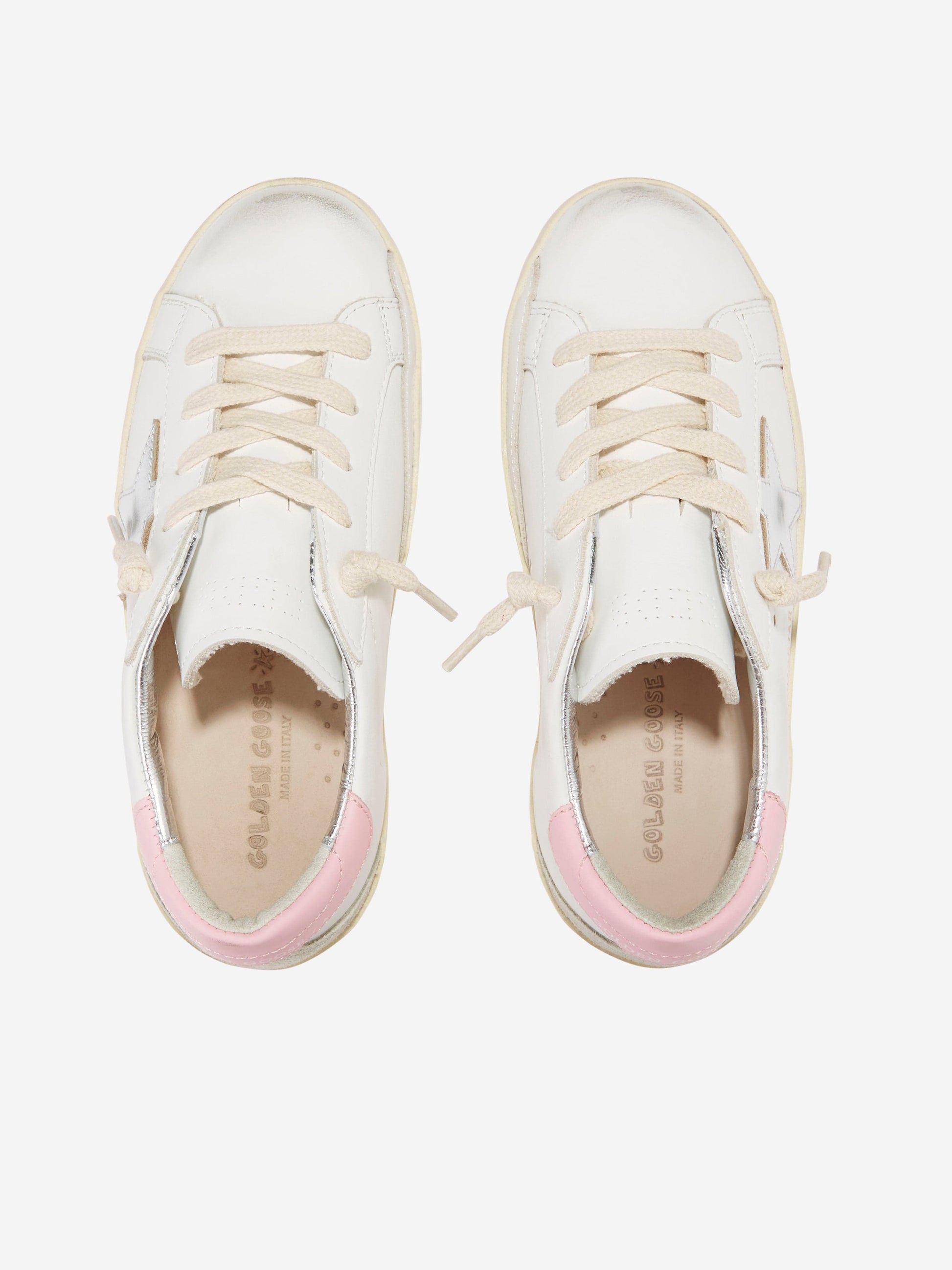 Golden Goose Girls Leather Super Star Trainers in White Childsplay Clothing