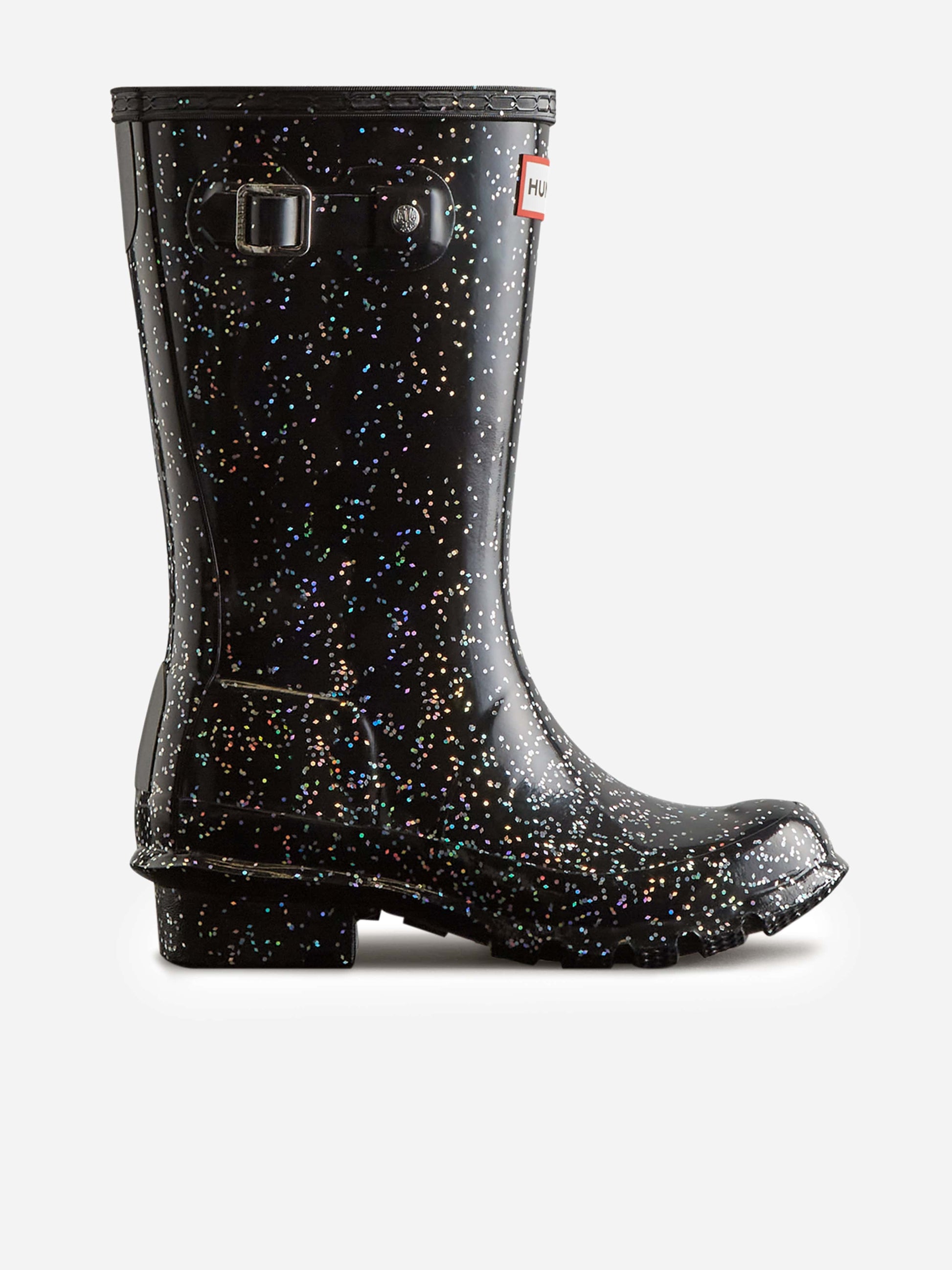 Hunter Girls Original Giant Glitter Wellington Boots in Black Childsplay Clothing