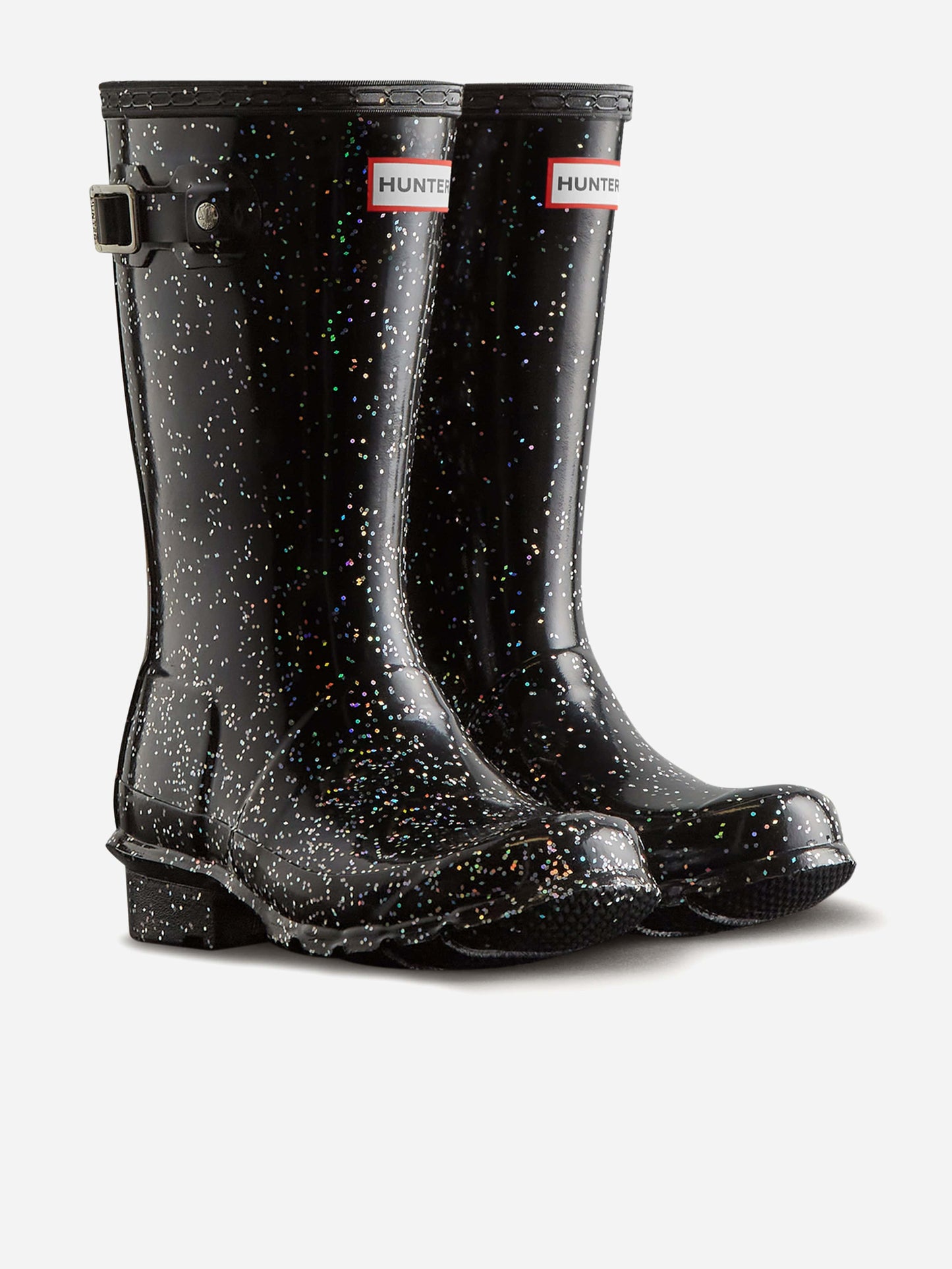 Hunter Girls Original Giant Glitter Wellington Boots in Black Childsplay Clothing