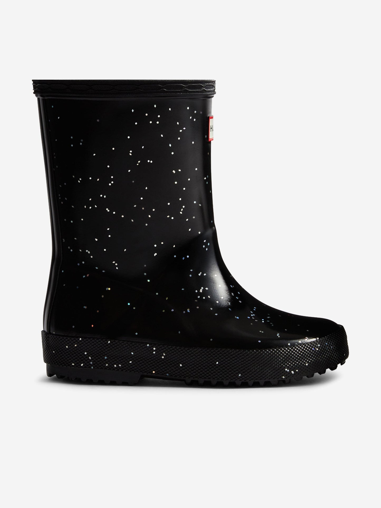 Hunter Kids First Giant Glitter Wellington Boots in Black Childsplay Clothing