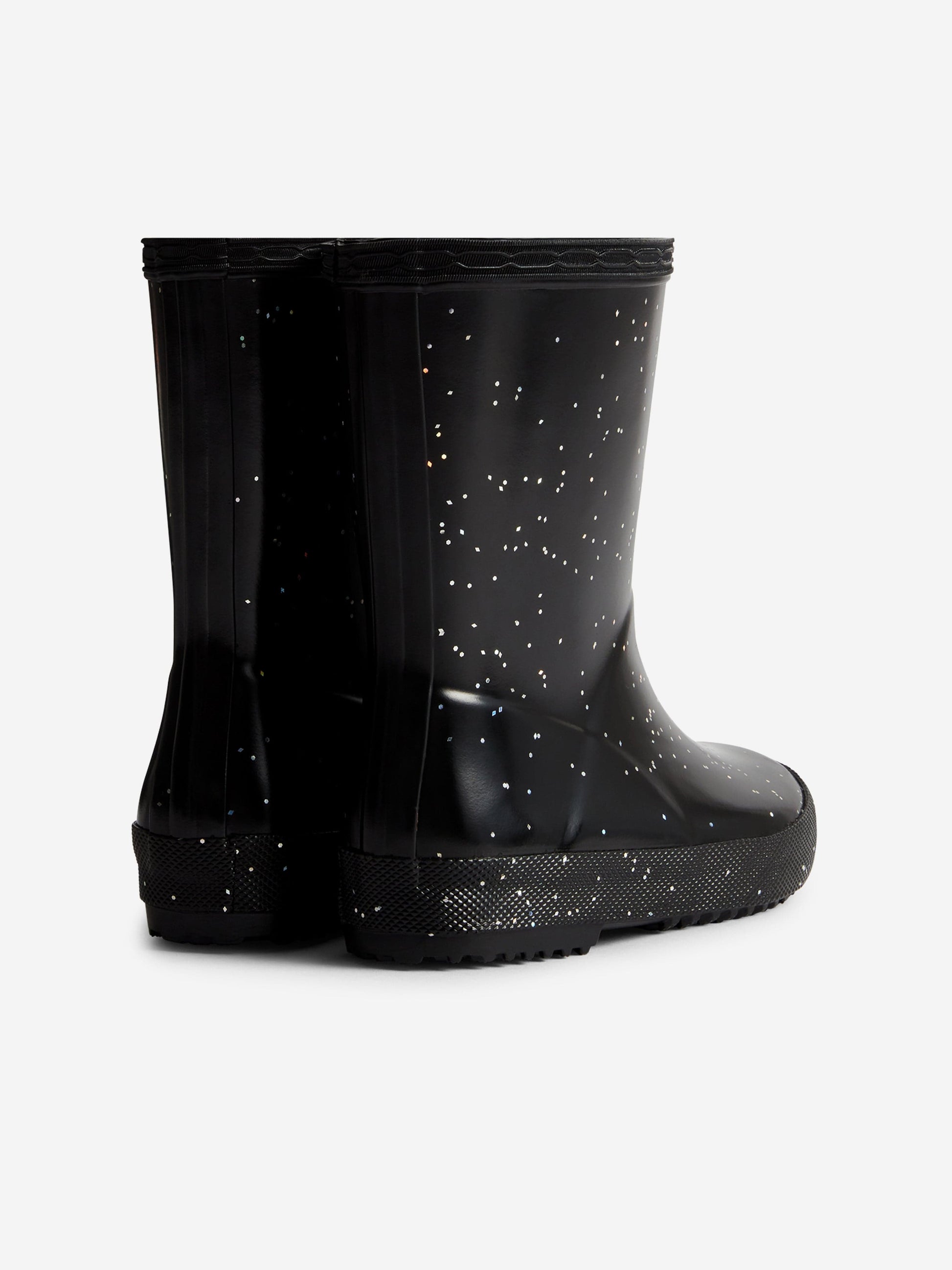 Hunter Kids First Giant Glitter Wellington Boots in Black Childsplay Clothing