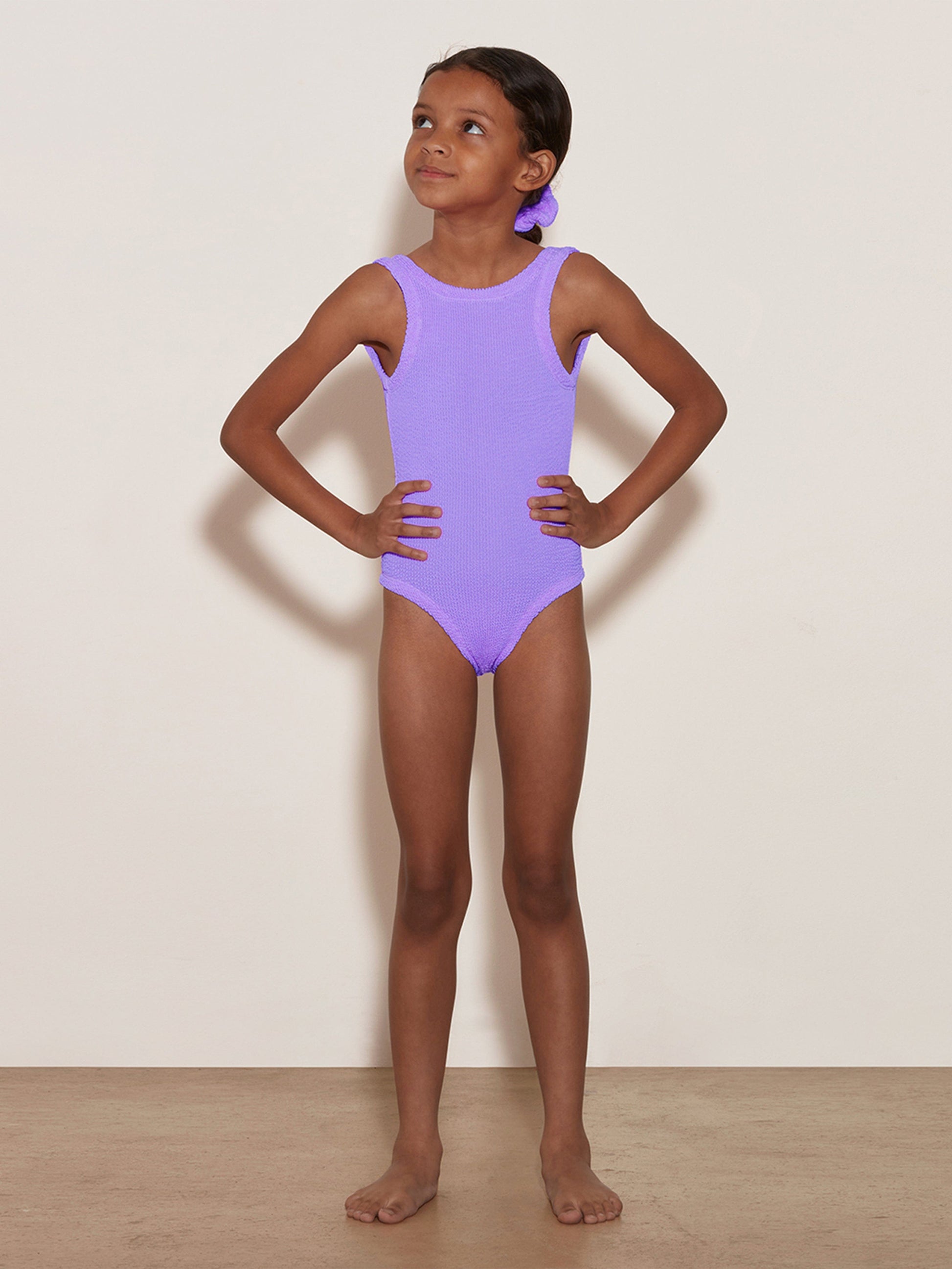 HUNZA G Girls Classic Swimsuit in Purple Childsplay Clothing