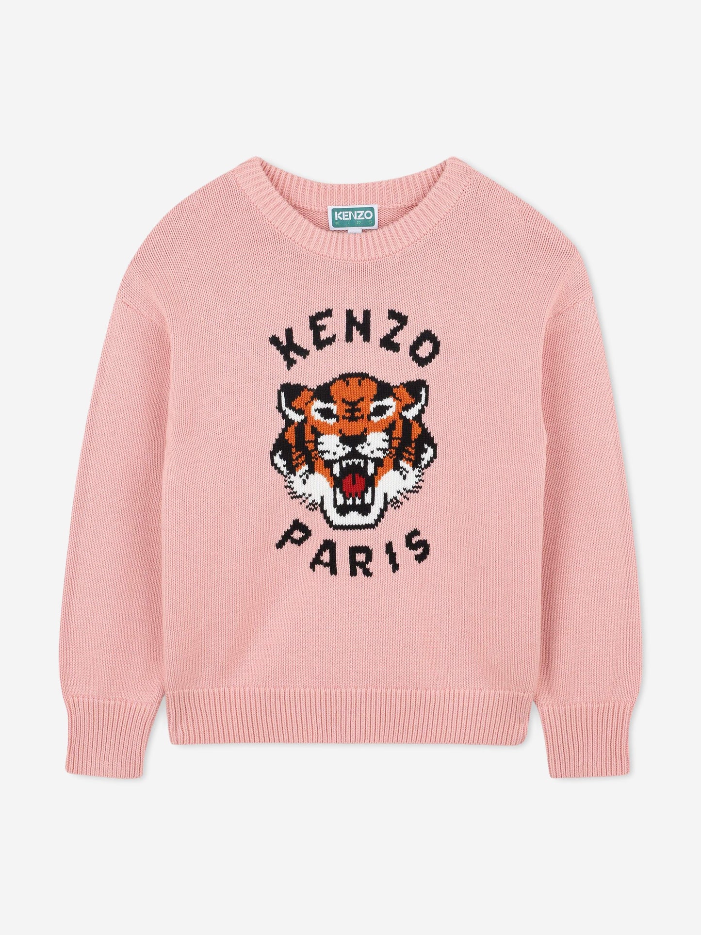 KENZO Girls Lucky Tiger Knitted Jumper in Pink Childsplay Clothing