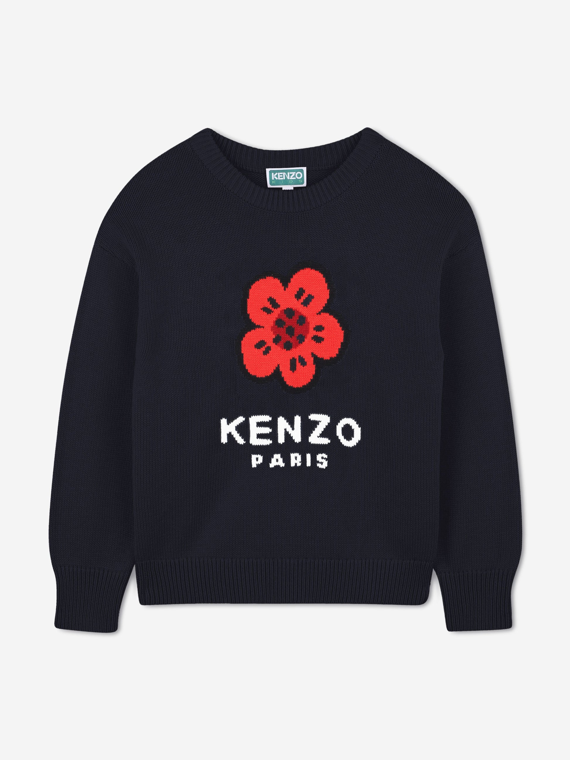 KENZO Girls Boke Flower Knitted Jumper in Navy Childsplay Clothing