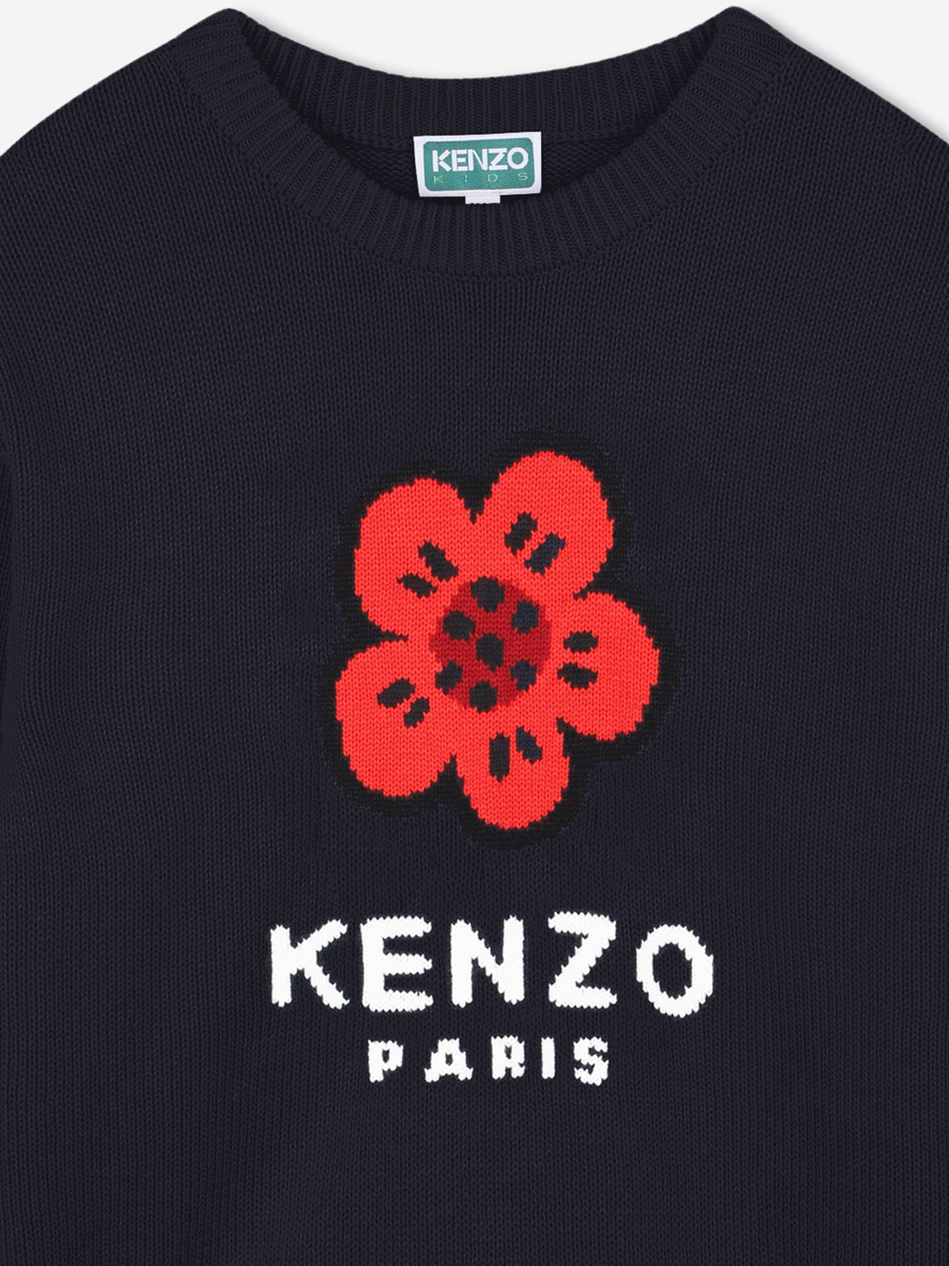 KENZO Girls Boke Flower Knitted Jumper in Navy Childsplay Clothing
